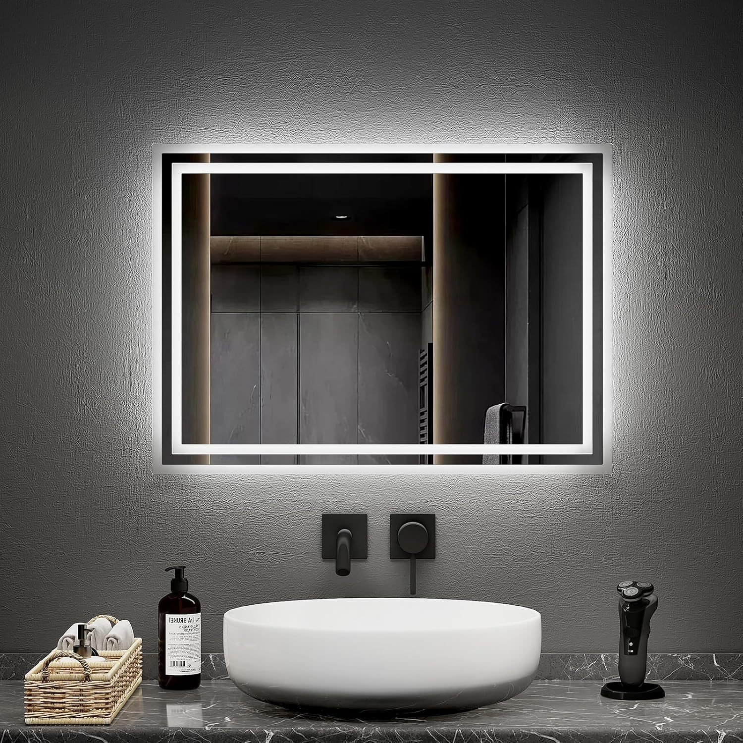 Emke Specchio da Bagno Illuminato 50x70cm con Antiappannamento - immagine 1