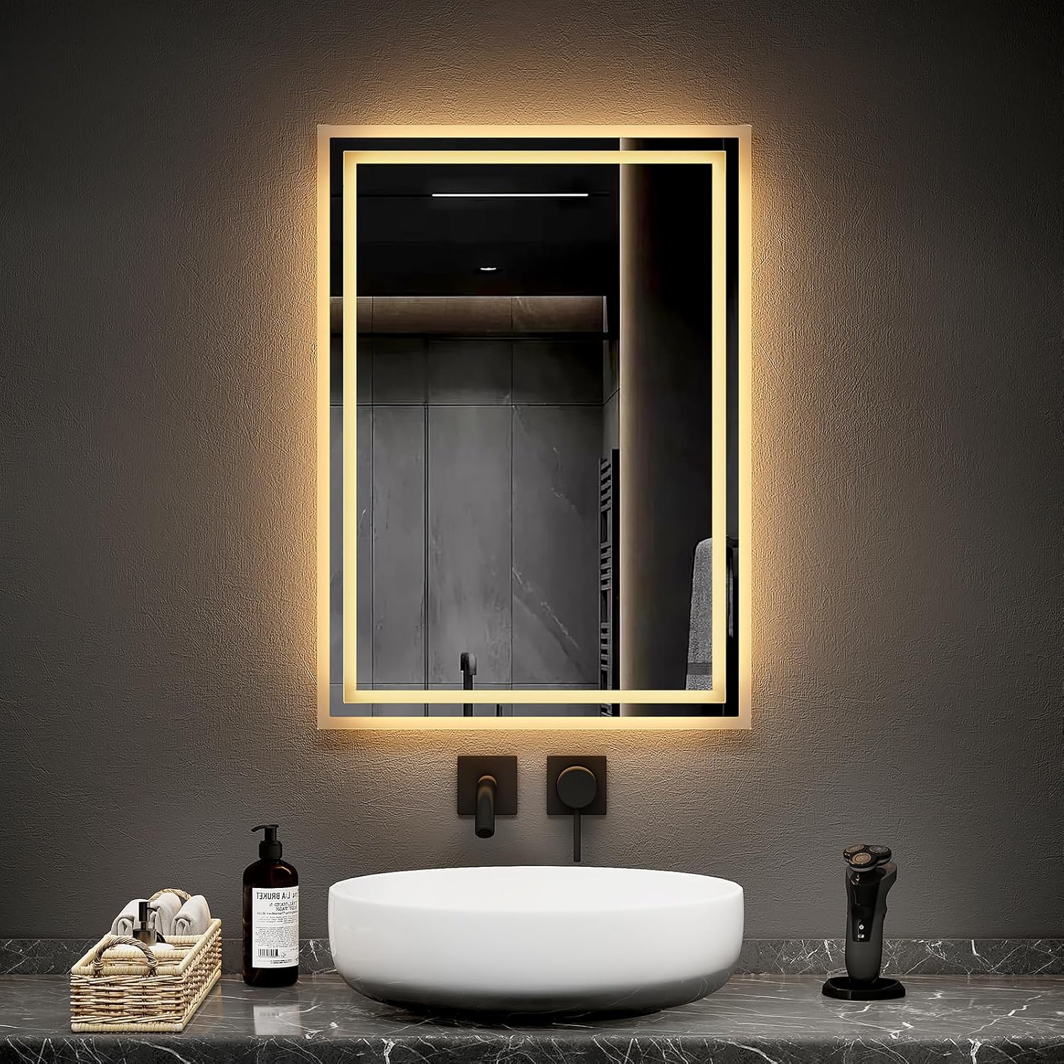 Emke Specchio da Bagno Illuminato 50x70cm con Antiappannamento - immagine 2