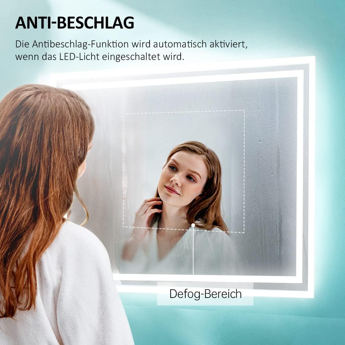 Emke Specchio da Bagno Illuminato 50x70cm con Antiappannamento - immagine 5