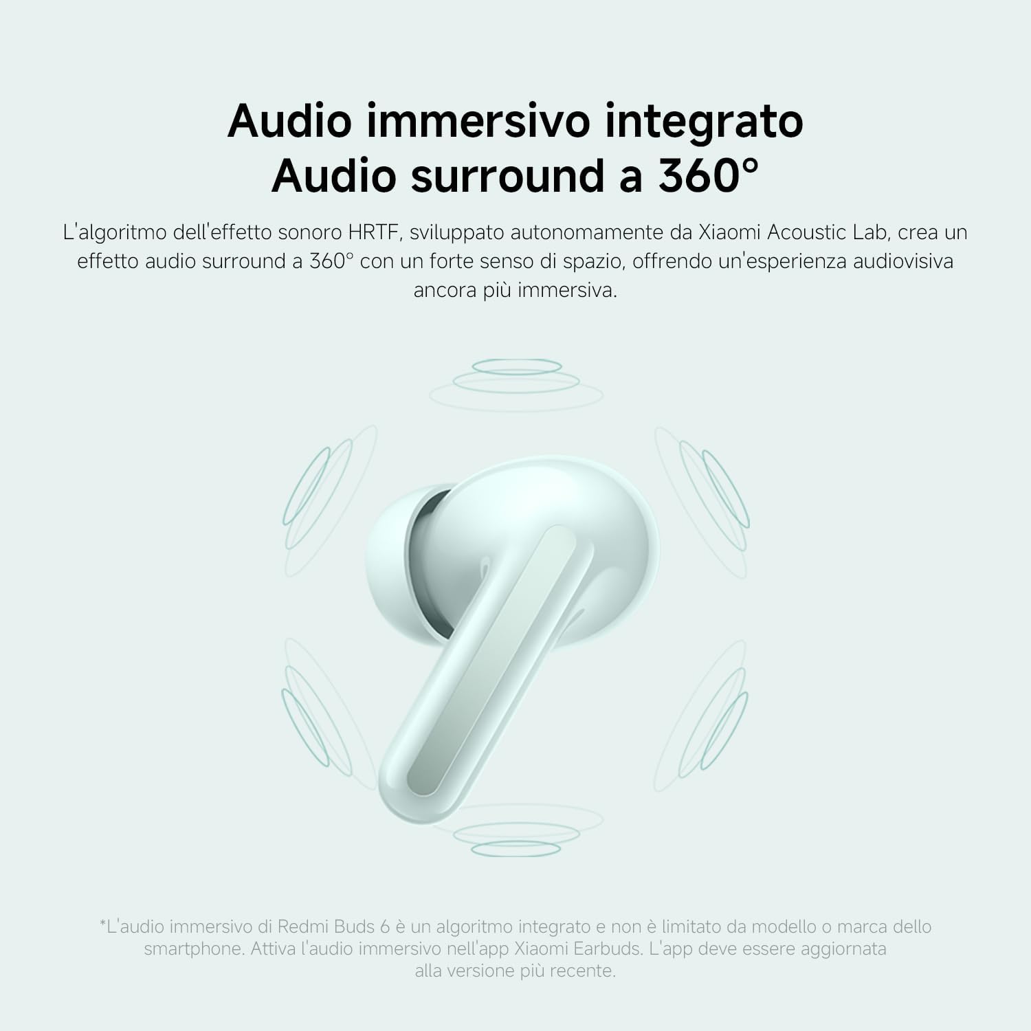 Xiaomi Redmi Buds 6 - Auricolari Wireless ANC, Verde Corallo - immagine 6