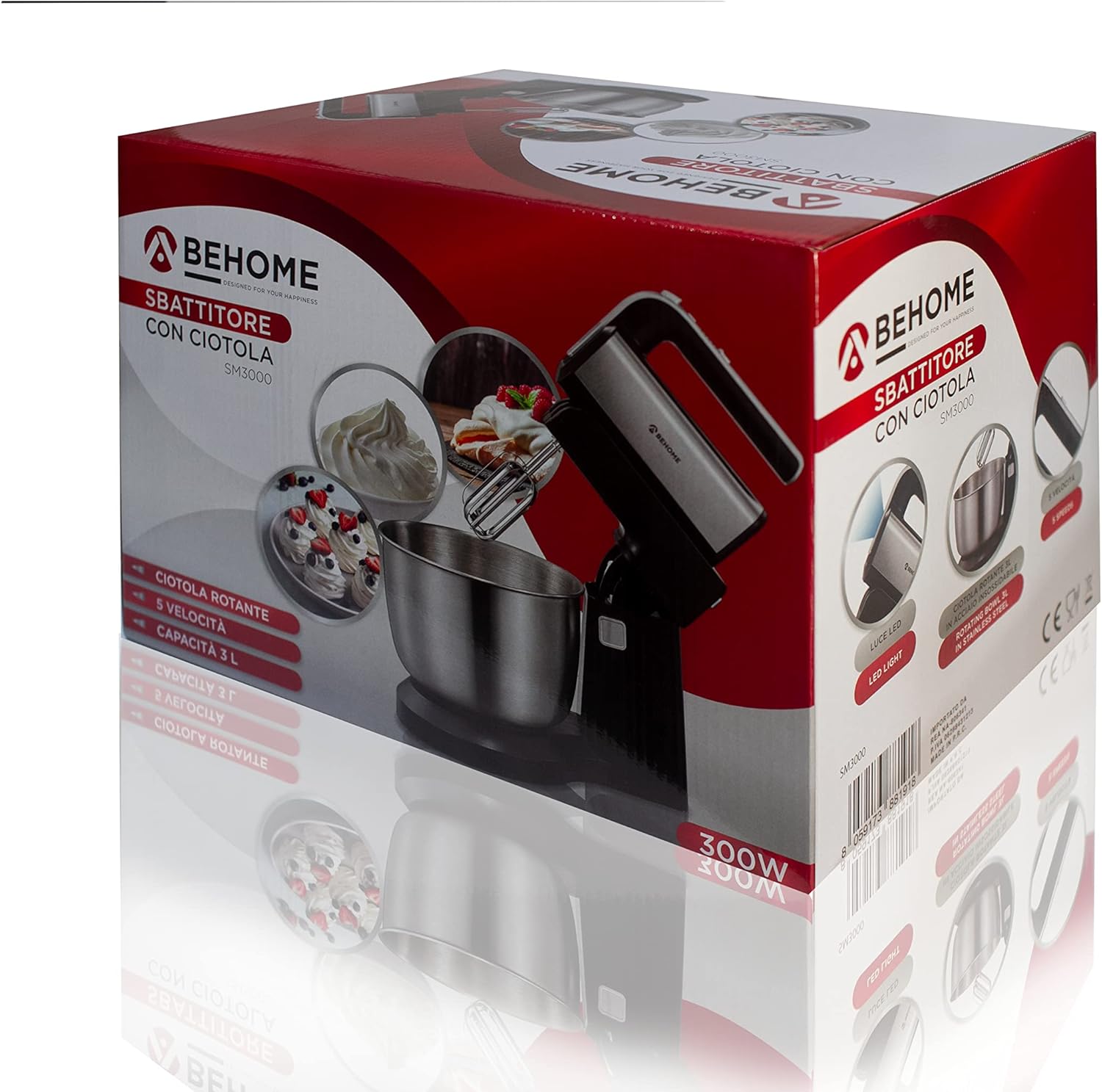 Behome Sbattitore Elettrico con Ciotola Rotante 3L - immagine 3