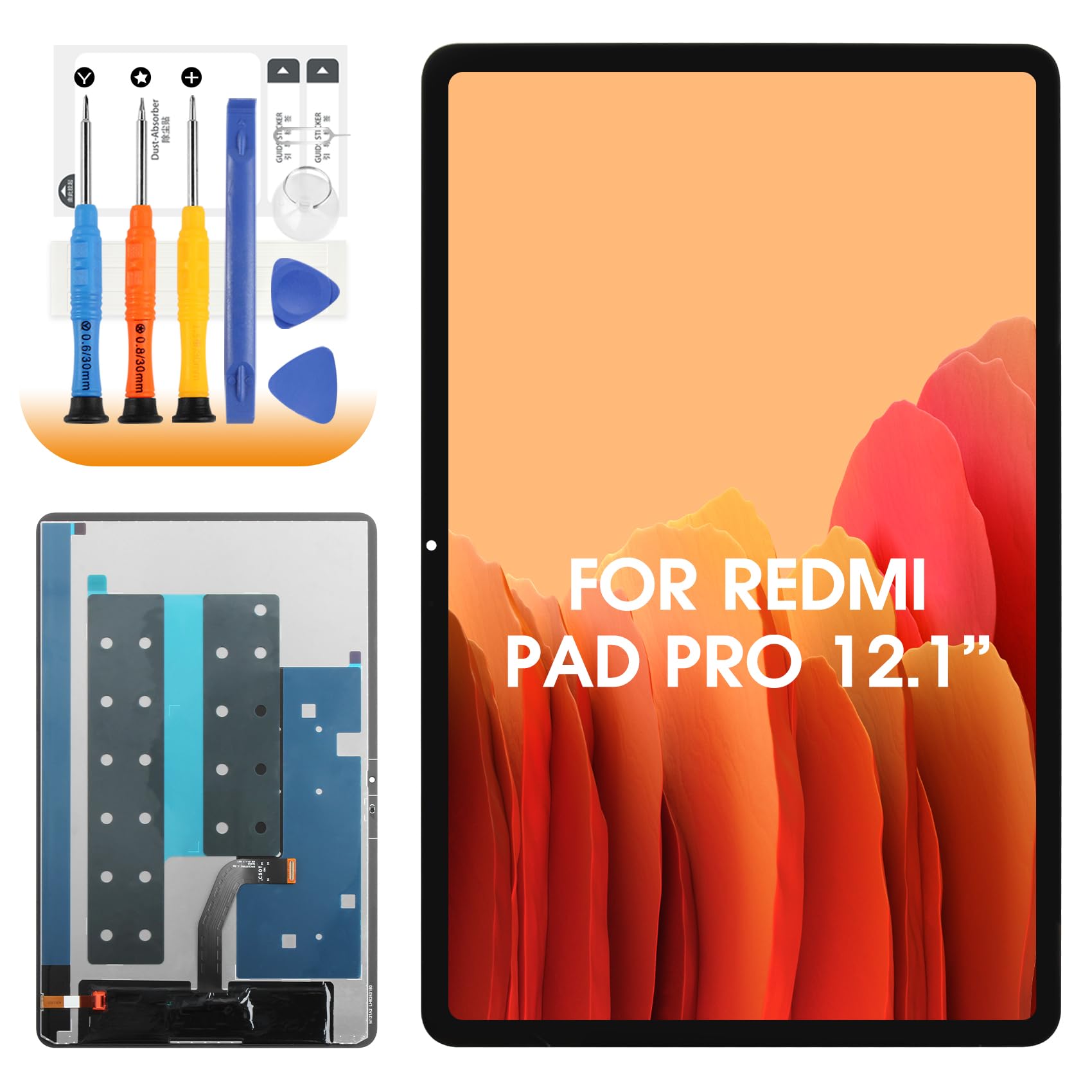 Agcut - Schermo LCD Ricambio Redmi Pad Pro 12.1", Nero