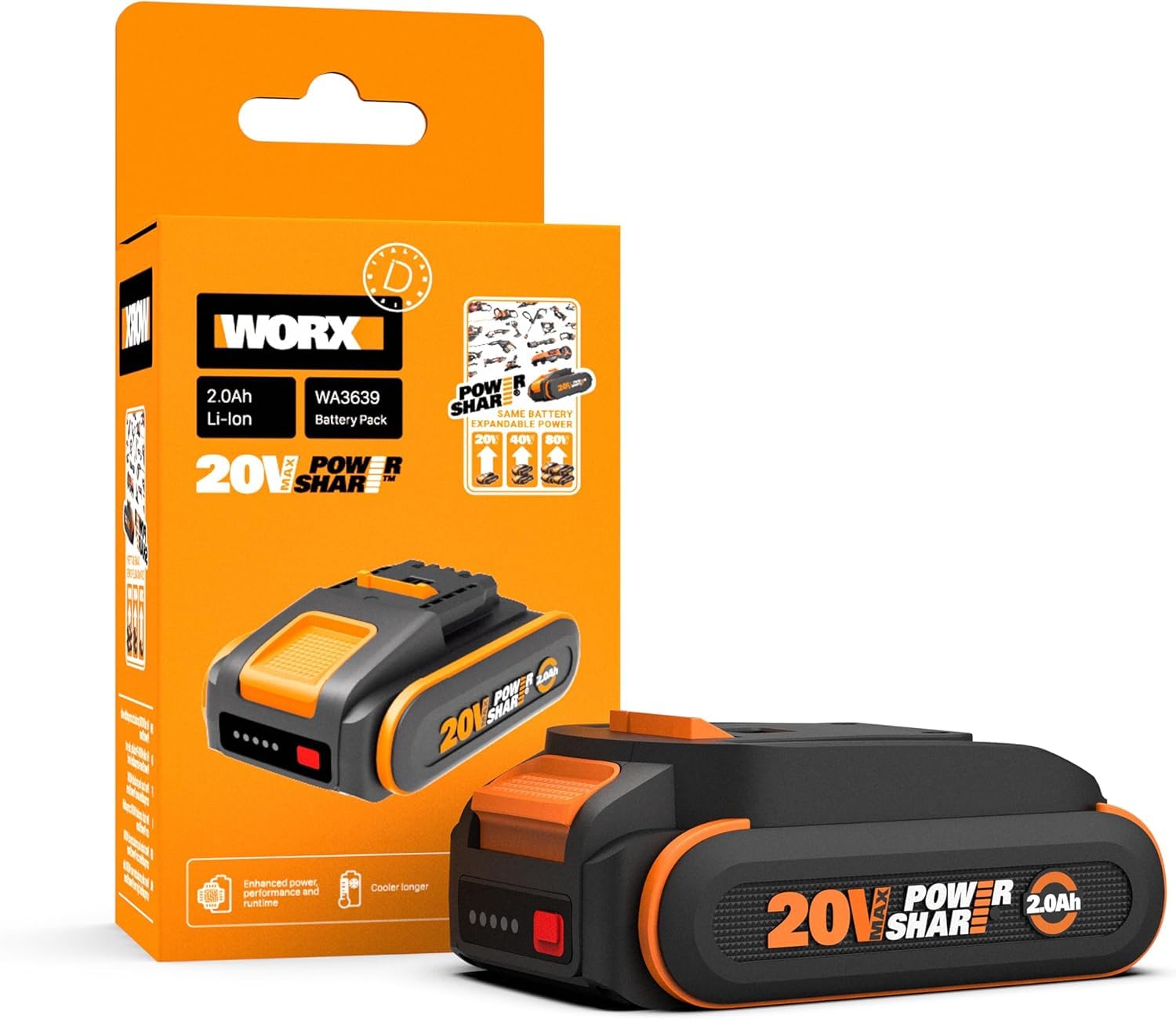 Worx WA3639 Batteria PowerShare 20V 2.0Ah