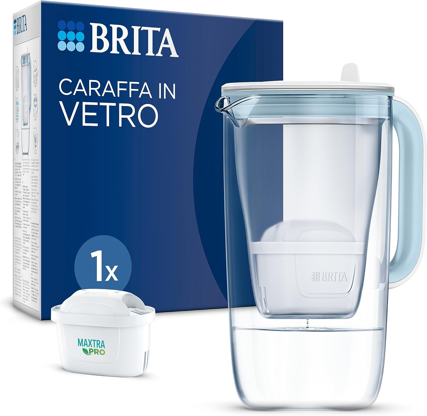 Brita Caraffa Filtrante in Vetro 2.5L con Filtro MAXTRA PRO