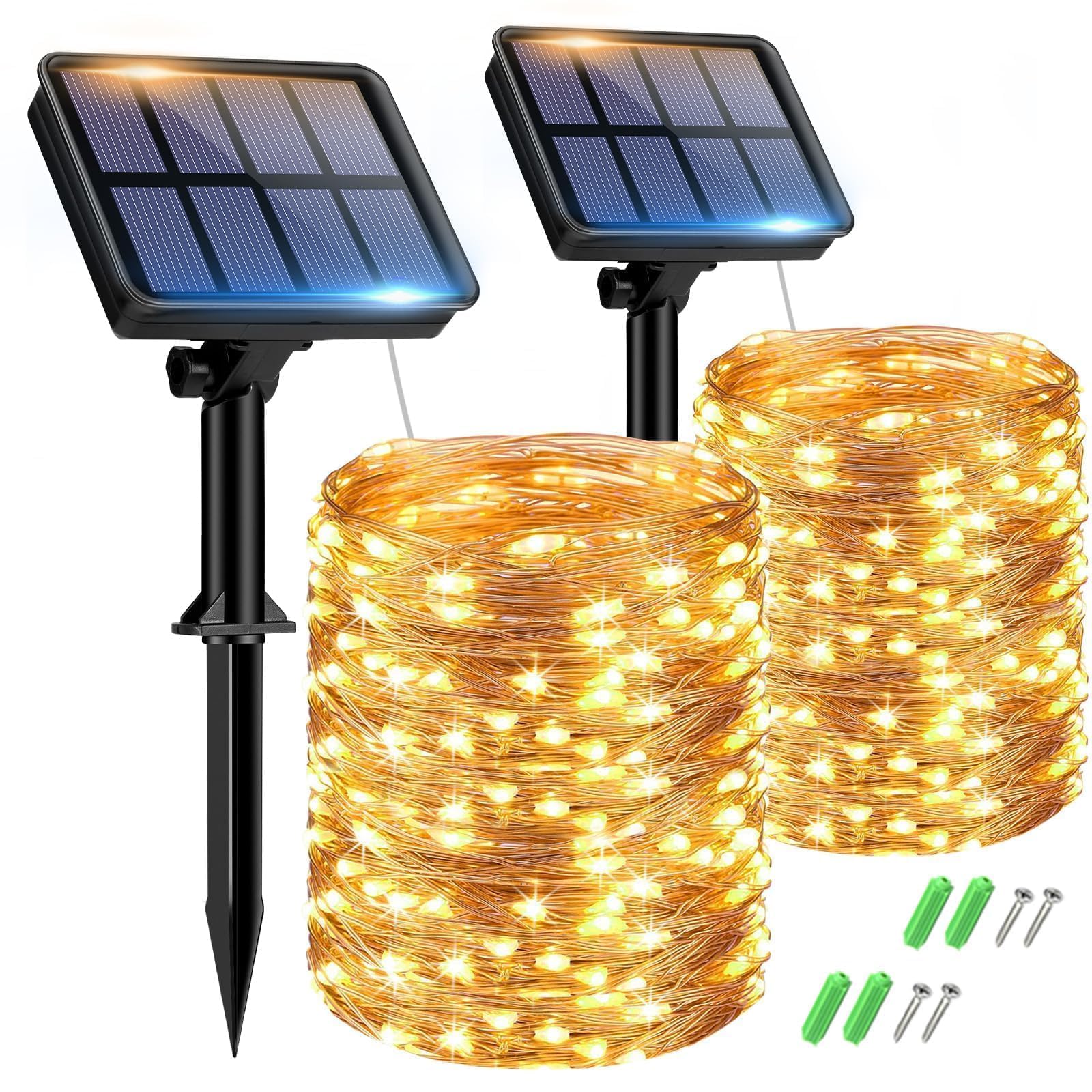 Btfarm Luci Solari Esterno 150LED 15+2M (2 Pacchi)