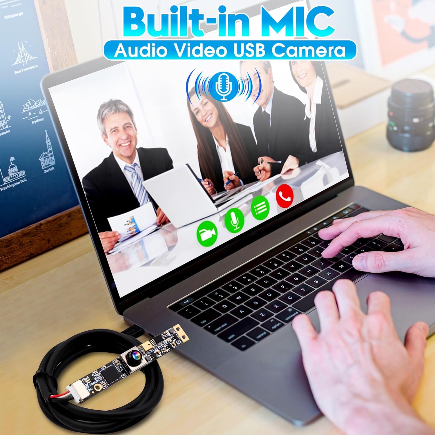 G Fotocamera USB 16 MP con Microfono per Computer - immagine 6