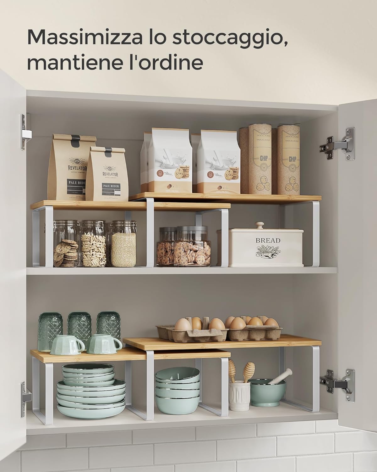 SONGMICS Organizzatori da Cucina - Set 4 Scaffali da Banco - immagine 5