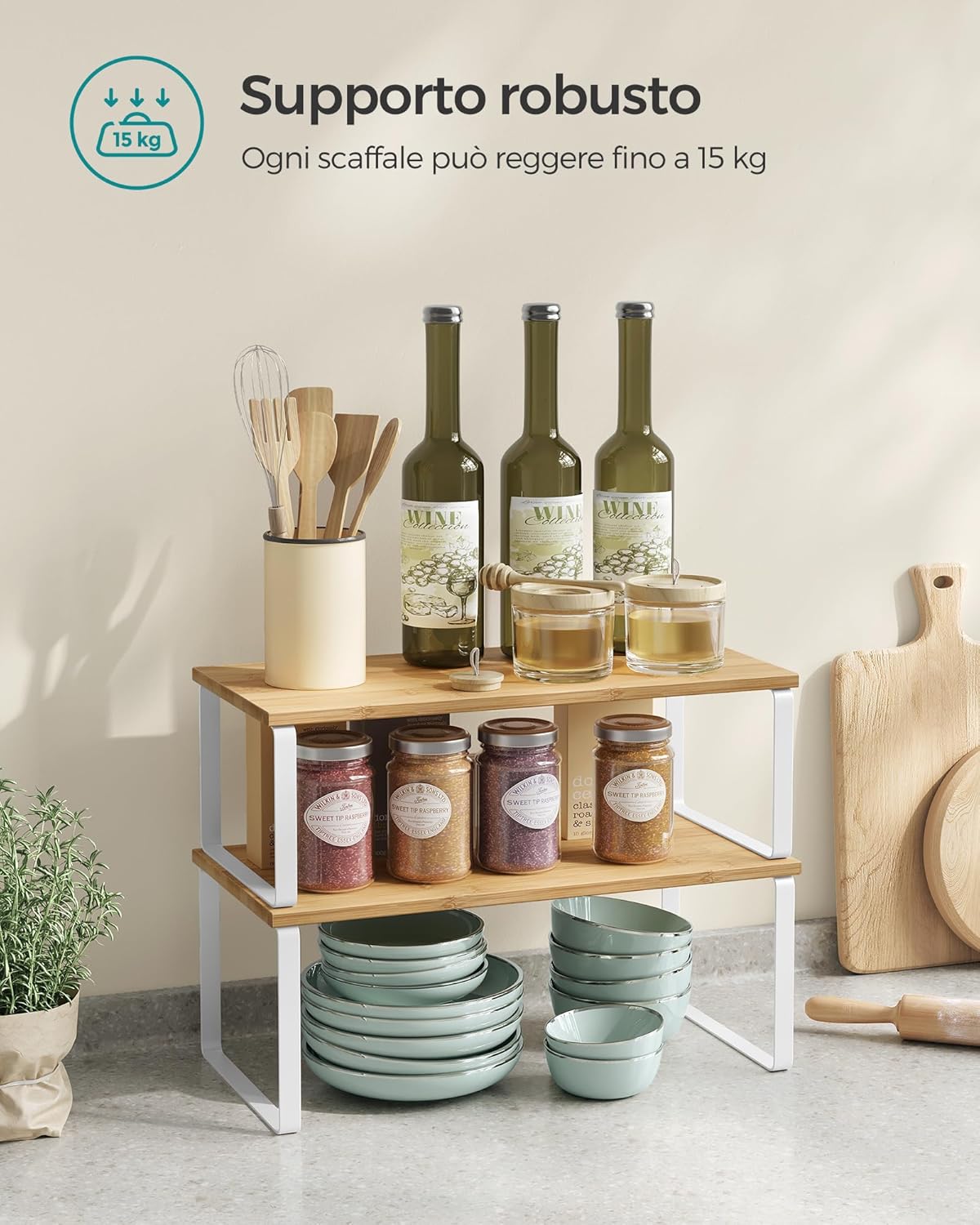 SONGMICS Organizzatori da Cucina - Set 4 Scaffali da Banco - immagine 6