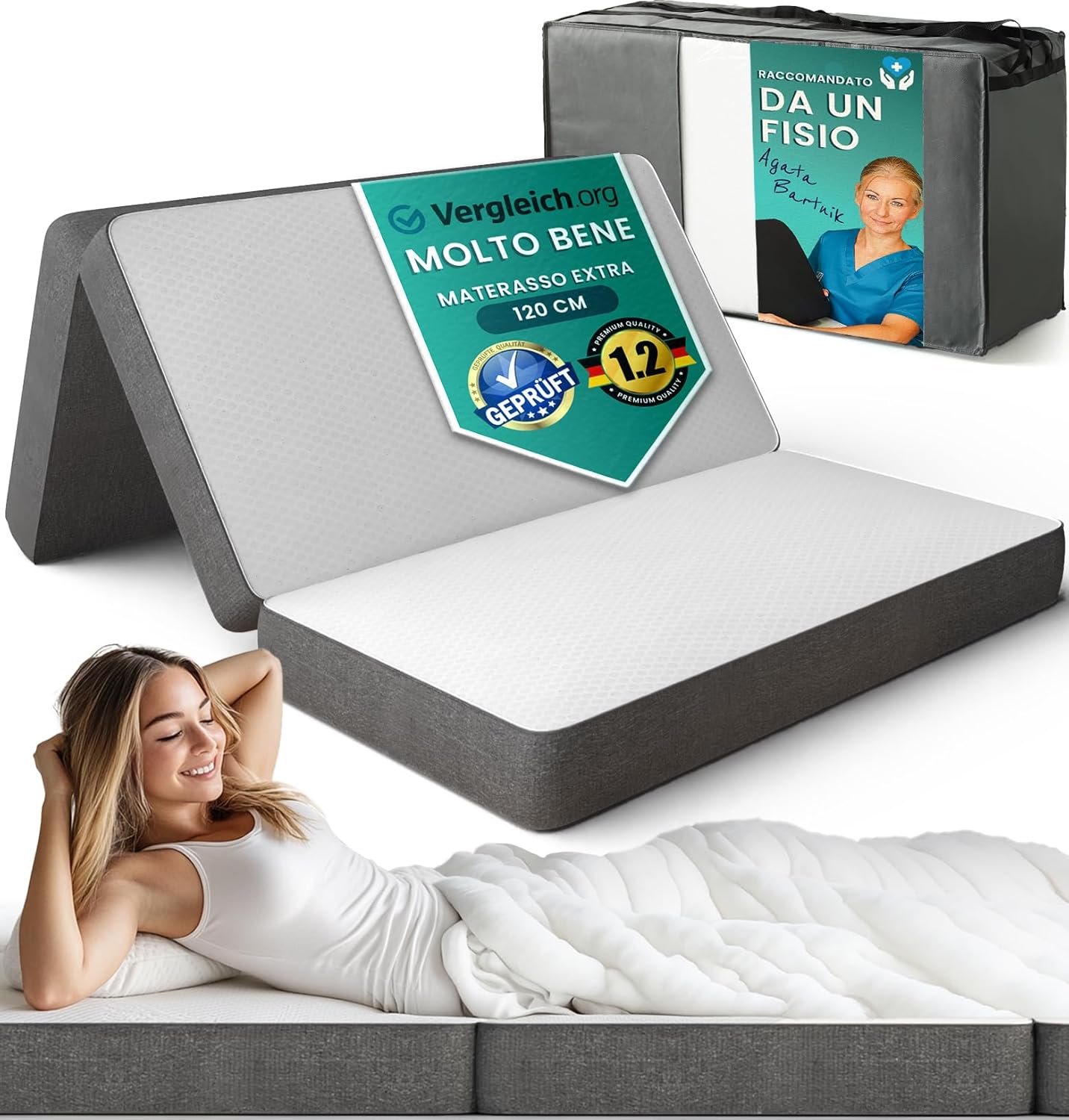 Materasso Pieghevole Doppio 120x195 cm Memory Foam