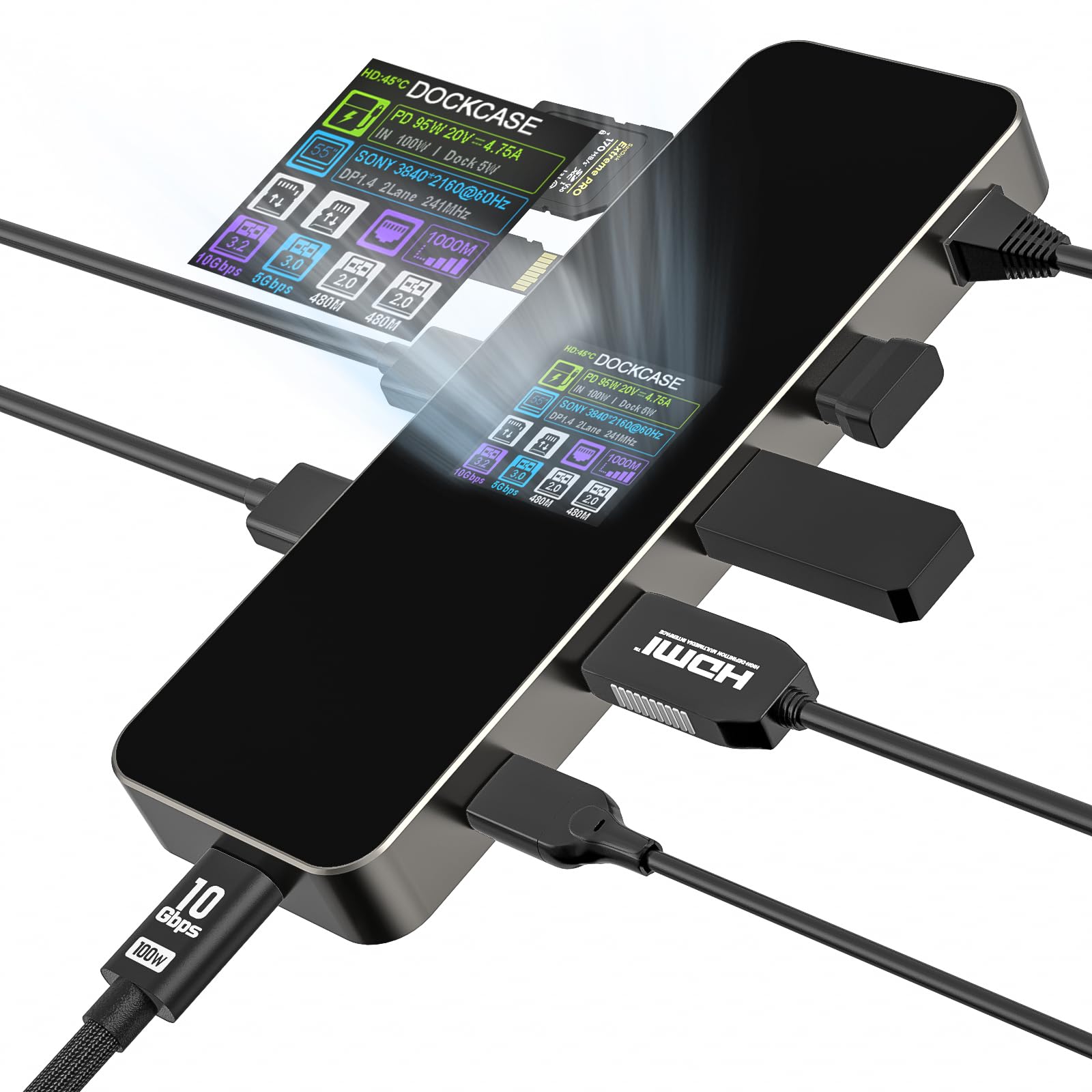 Dockcase Smart USB C Hub 9 in 1 con HDMI 4K@60Hz