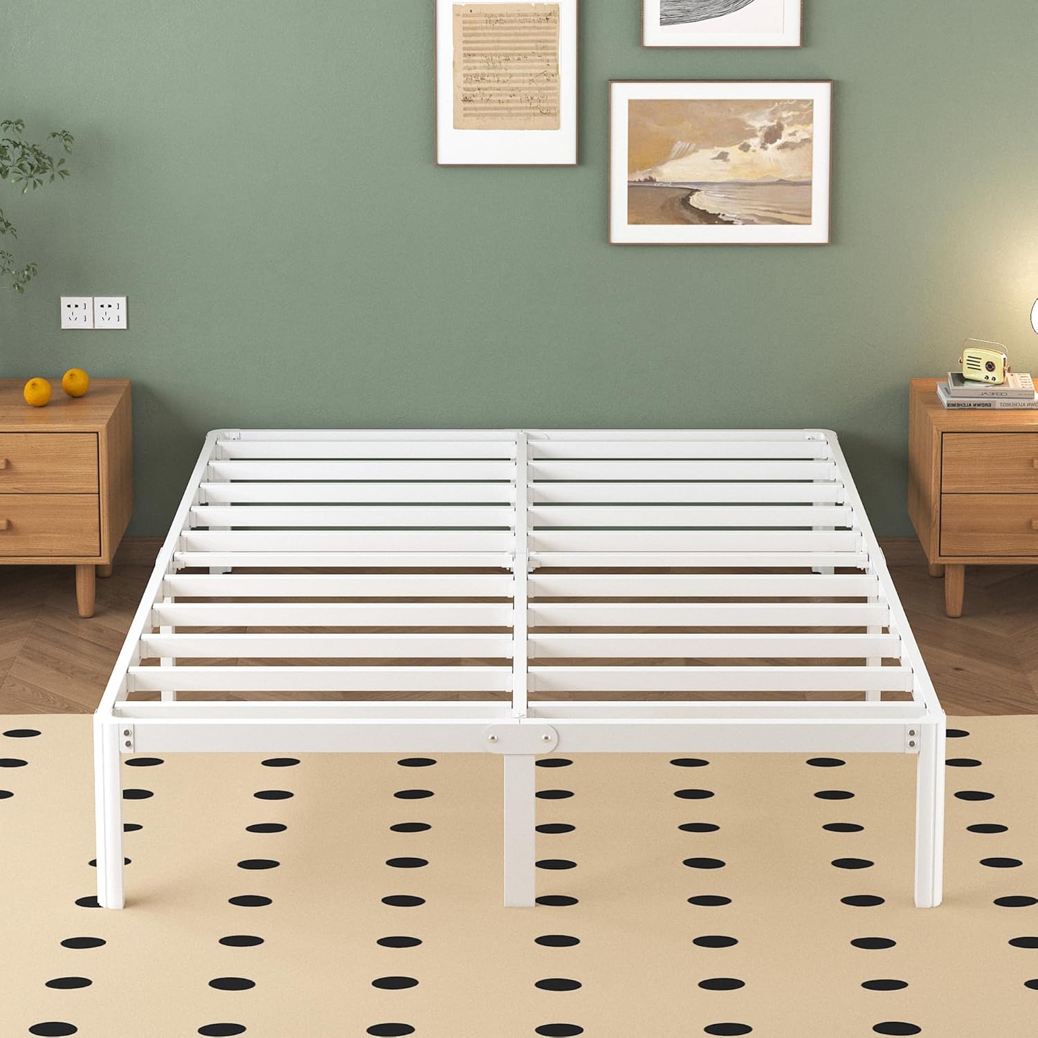 Lutown-Teen Struttura Letto 140x200cm con Rete a Doghe, Bianco