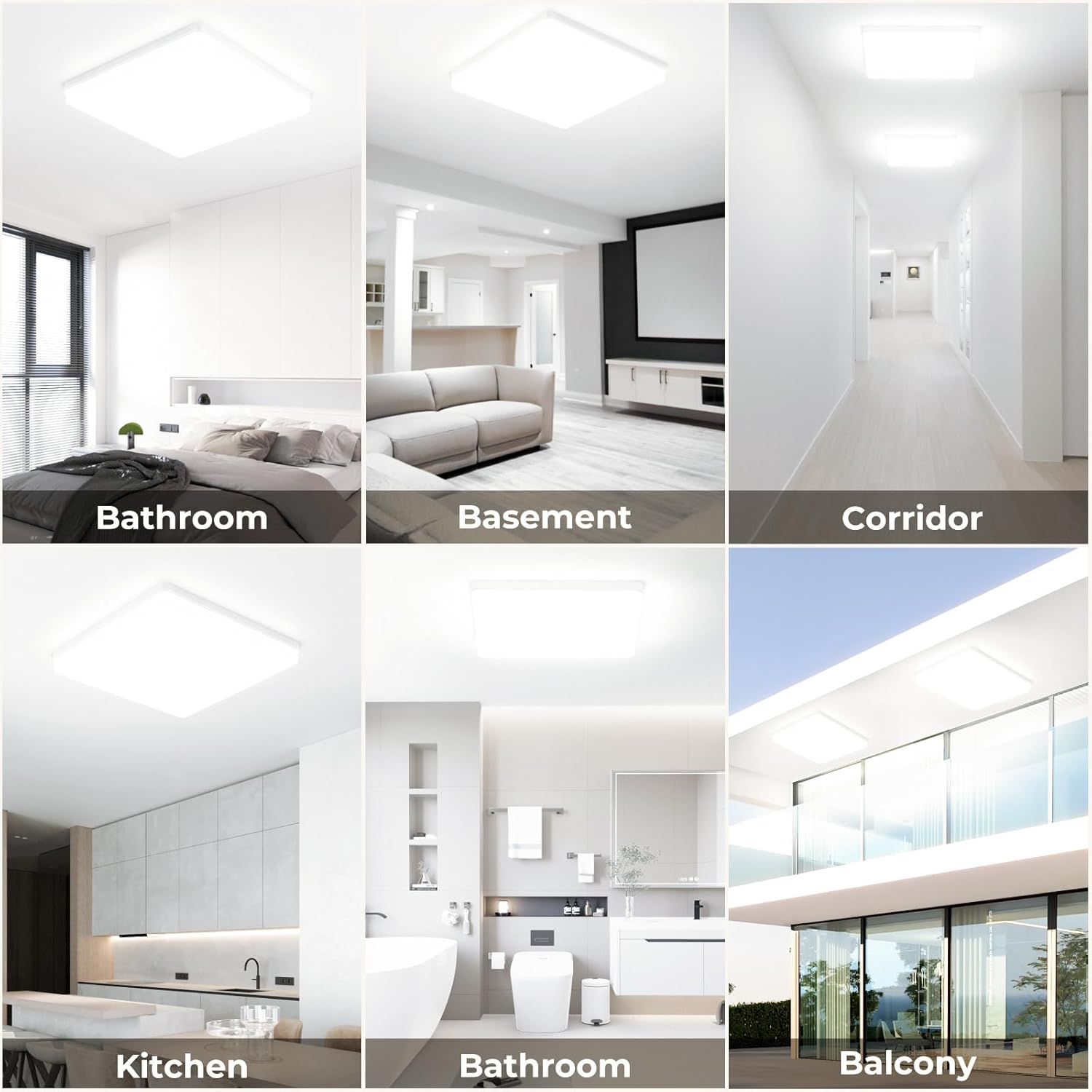 Kuwork Plafoniera LED Soffitto Quadrata 48W (2 Pezzi) - immagine 7