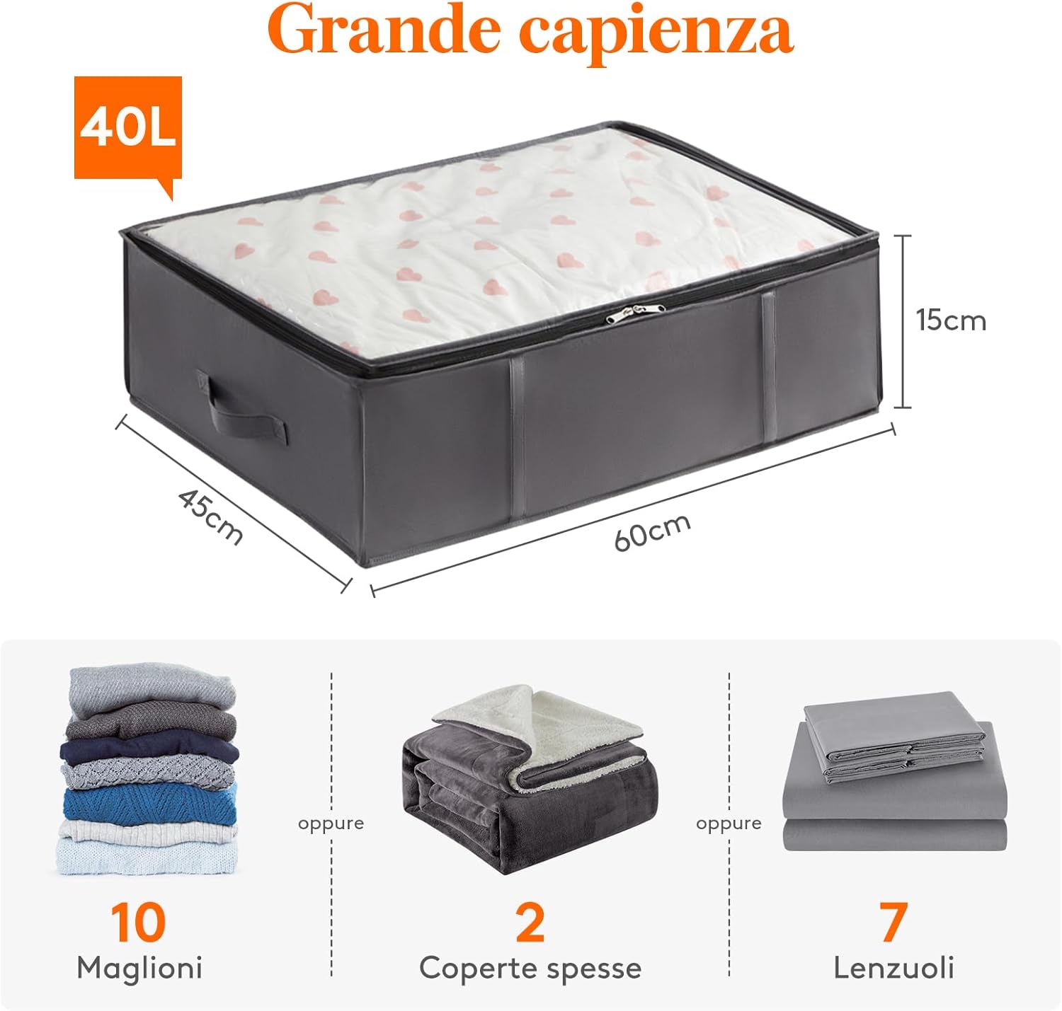 Lifewit 4 Scatole Sottoletto 40L, Grigio - immagine 2