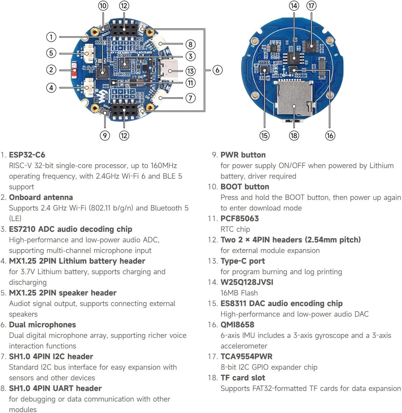 Waveshare ESP32-C6 1.43inch AMOLED Round Touch Display Development ...