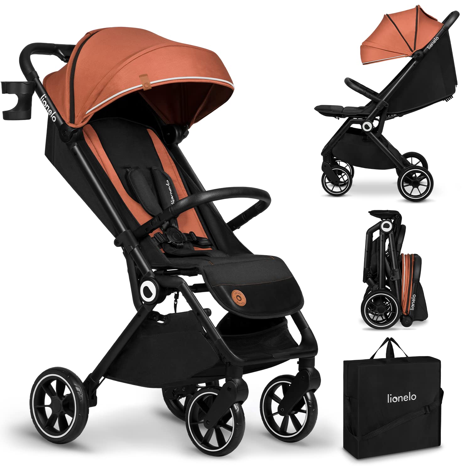 Lionelo Cloe Passeggino Leggero Pieghevole 0-22kg, Marrone