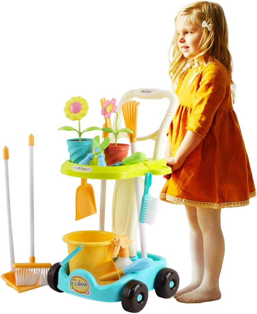 deAO Set Giardinaggio e Carrello Gioco 26 Pezzi - immagine 2