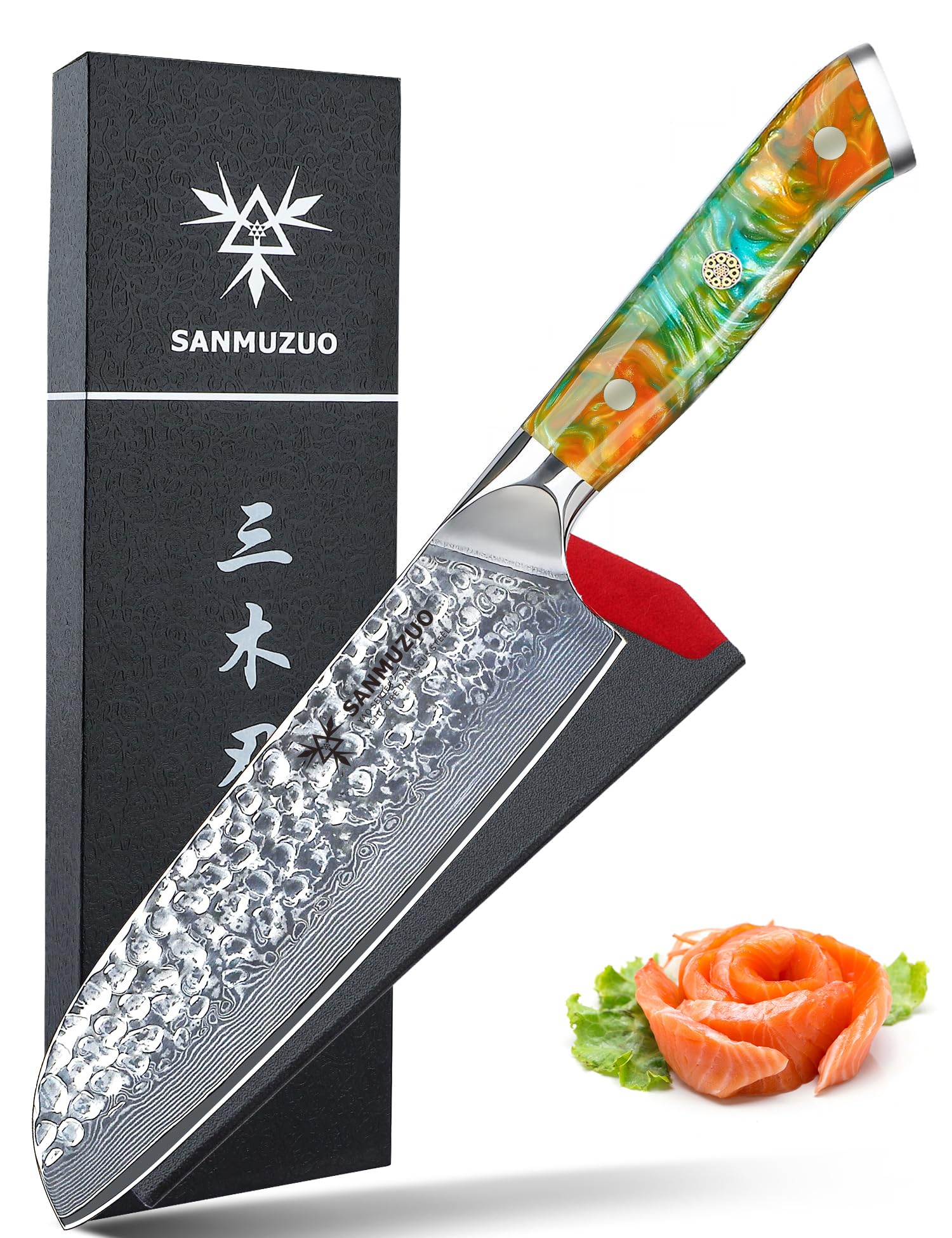 Sanmuzuo Coltello Santoku Professionale 18CM - Serie YAO