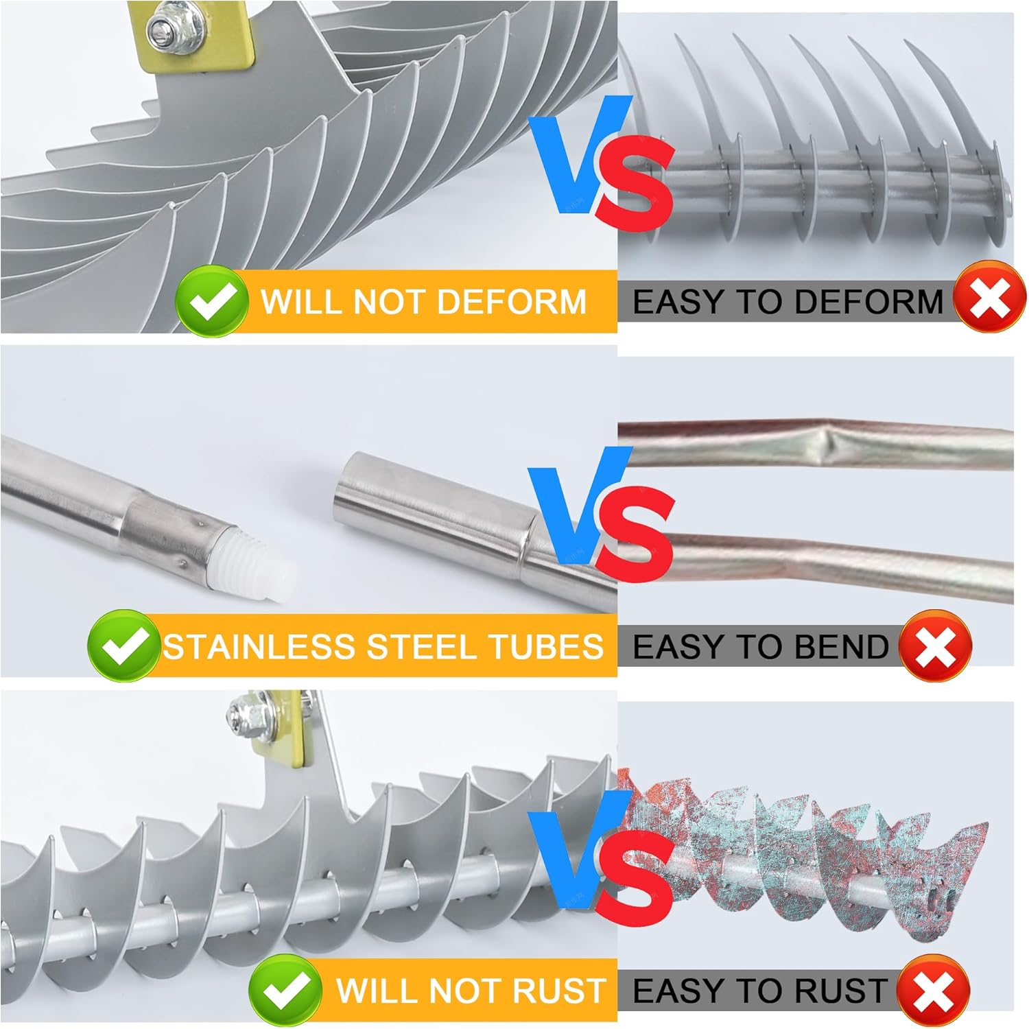 Baraystus Rastrello per Prato con Manico Lungo 148cm - immagine 4