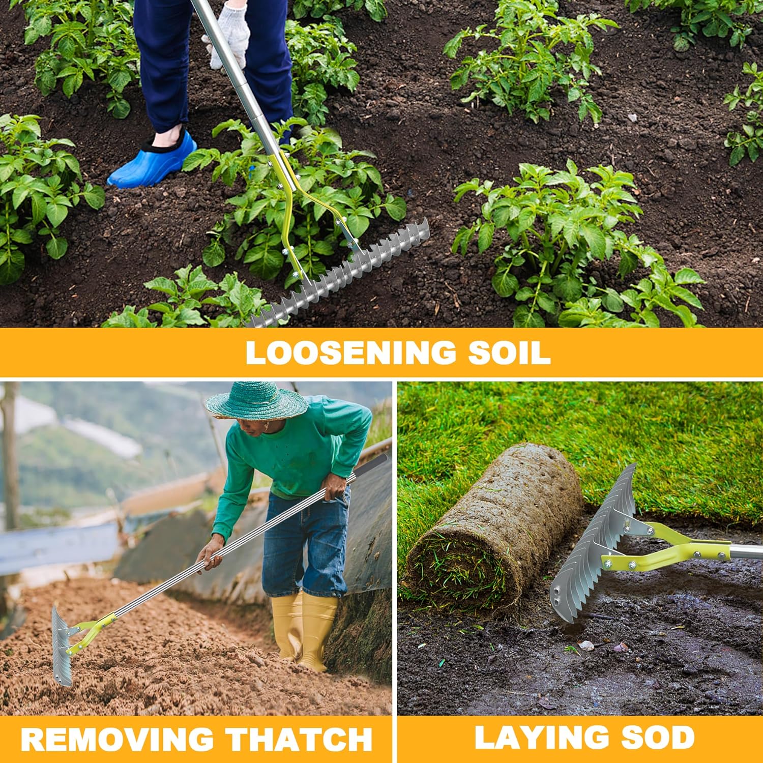 Baraystus Rastrello per Prato con Manico Lungo 148cm - immagine 6