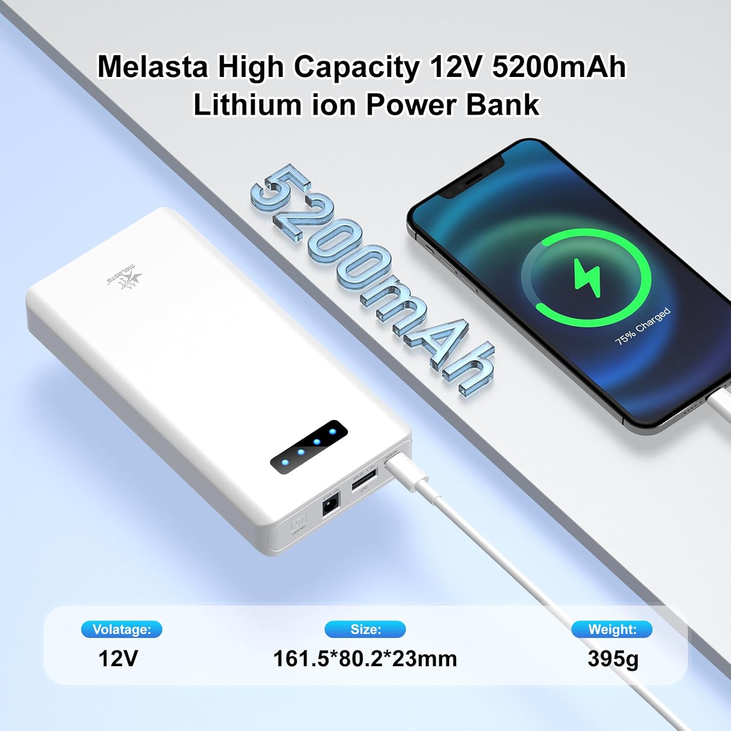 Melasta Power Bank 5200mAh 12V Portatile - immagine 3