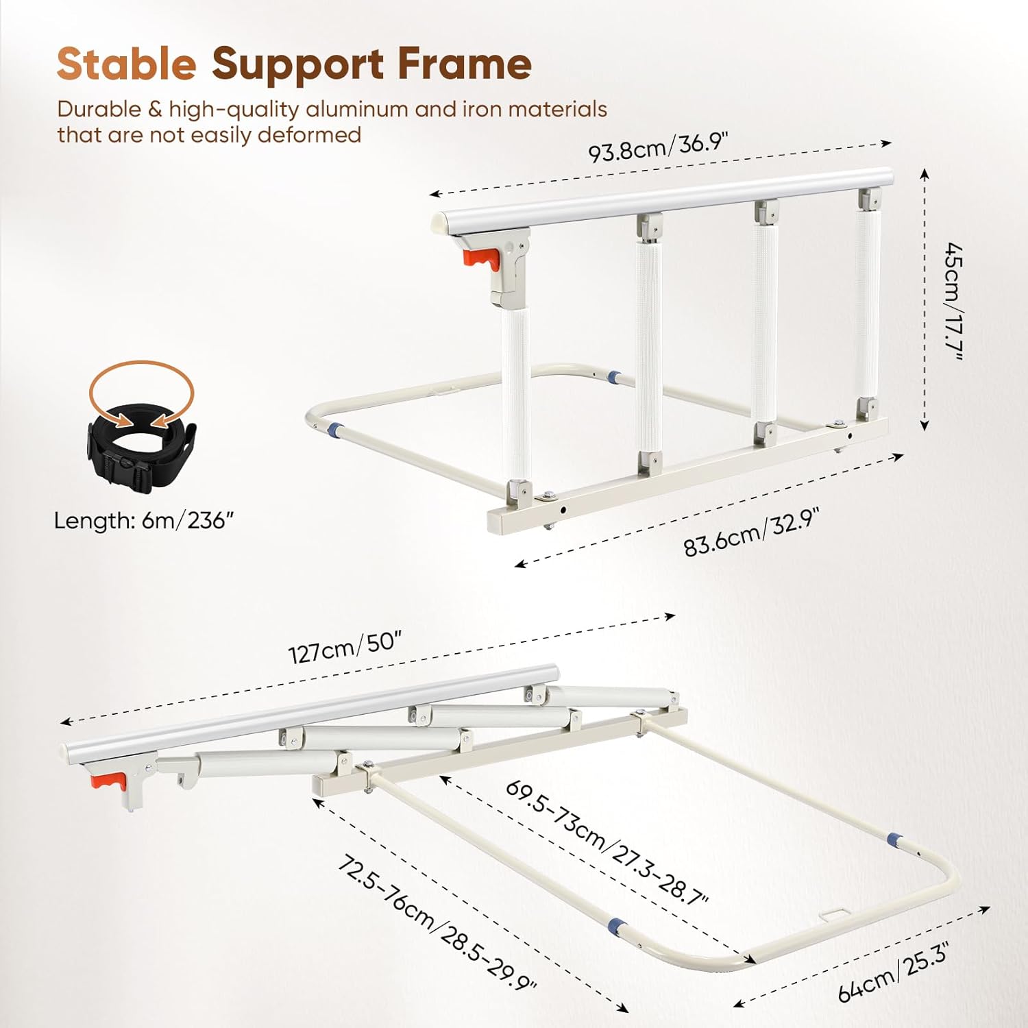 Sponda Letto Anziani Pieghevole 92x45cm - immagine 3