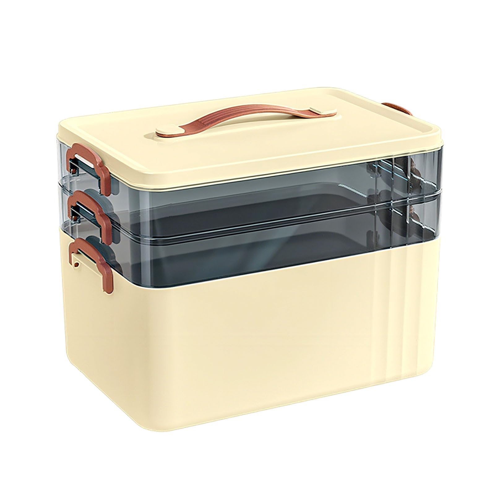 Igtops Contenitore per Medicinali 3 Ripiani, Beige