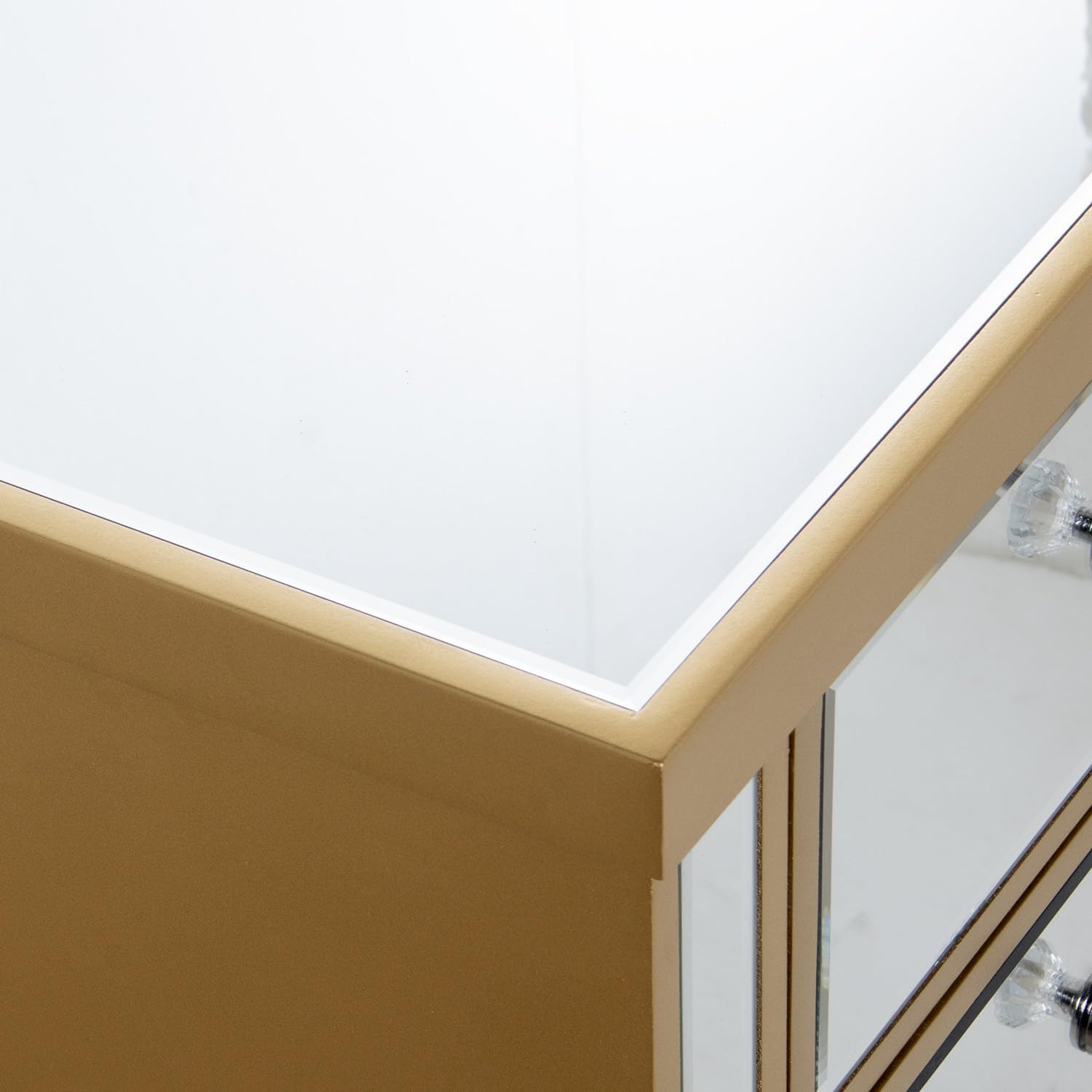 Drw Comodino in Legno 2 Cassetti Oro e Specchio - immagine 3