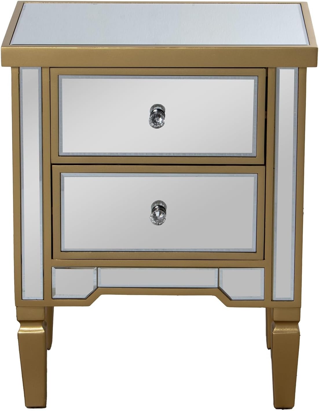 Drw Comodino in Legno 2 Cassetti Oro e Specchio - immagine 4