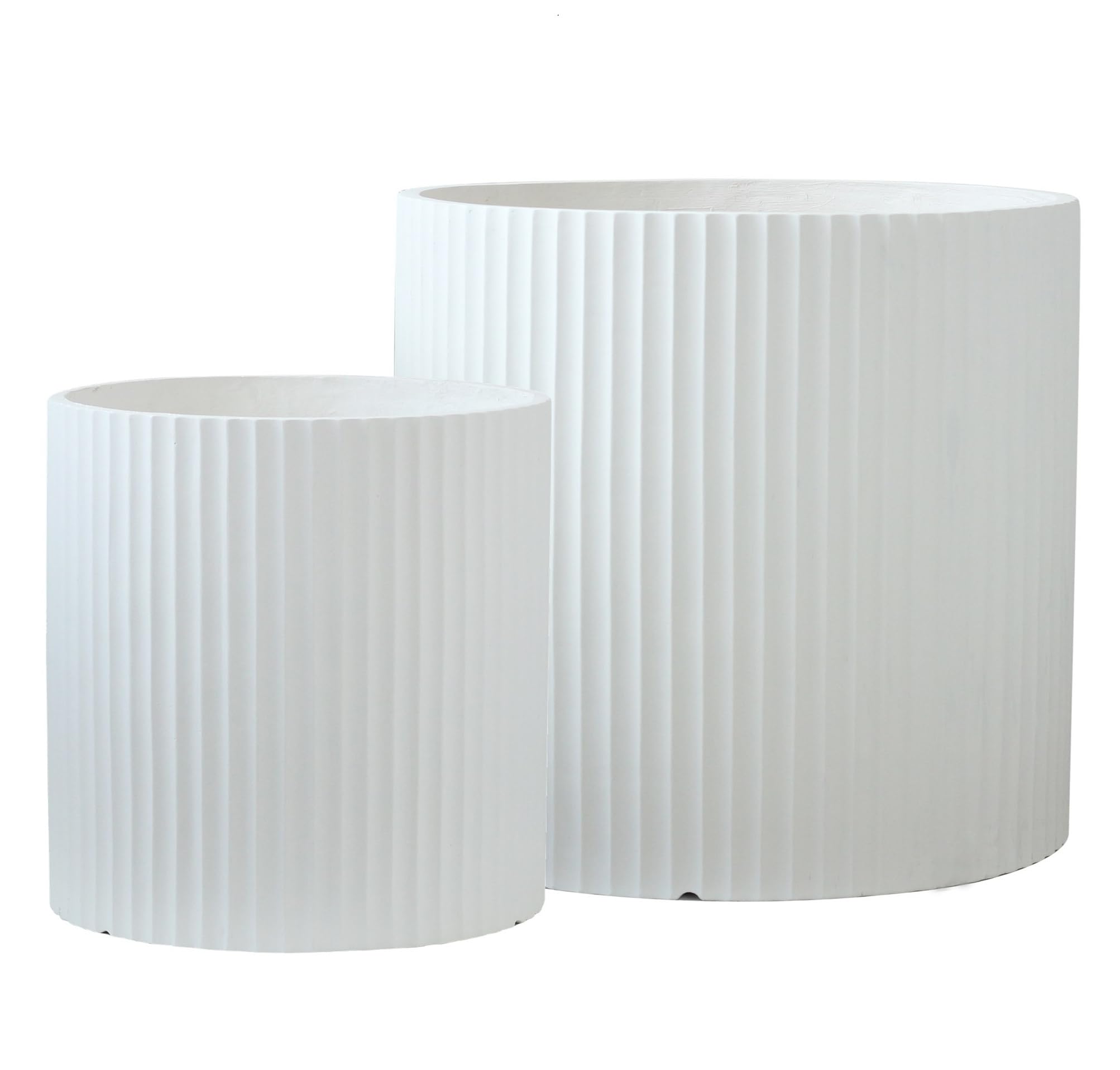 Olly & Rose Set 2 Fioriere Extra Large Fibrestone, Bianco