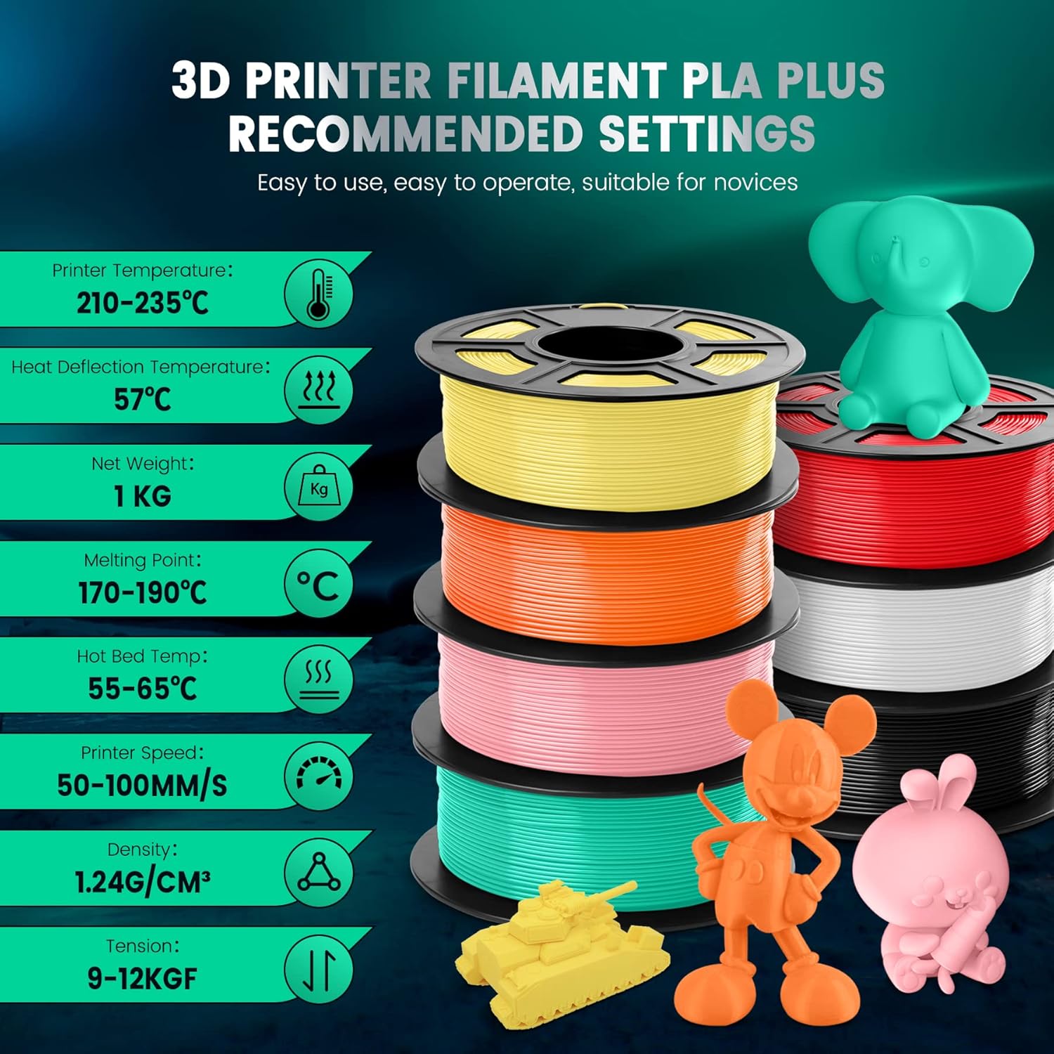 Sunlu 5KG PLA+ Filamento 1.75mm per Stampante 3D CMYK - immagine 8