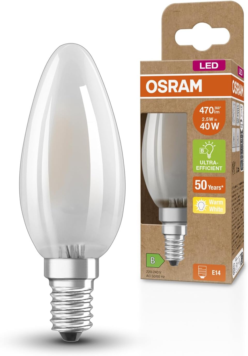 Osram SUPERSTAR+ CLASSIC B GLFR 40 - Lampada LED E14 - immagine 1