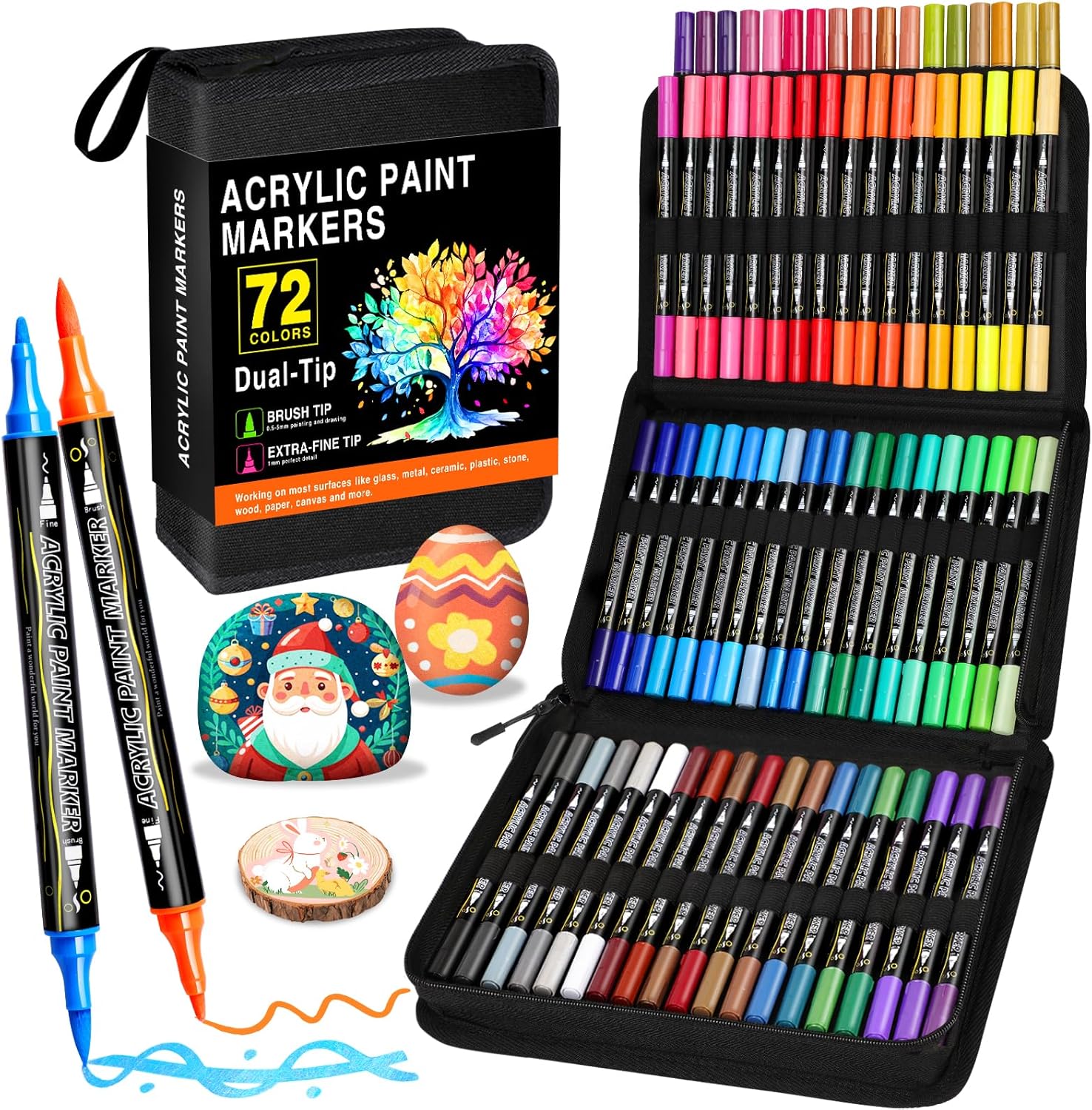 Pennarelli Acrilici Doppia Punta 72 Colori - immagine 1