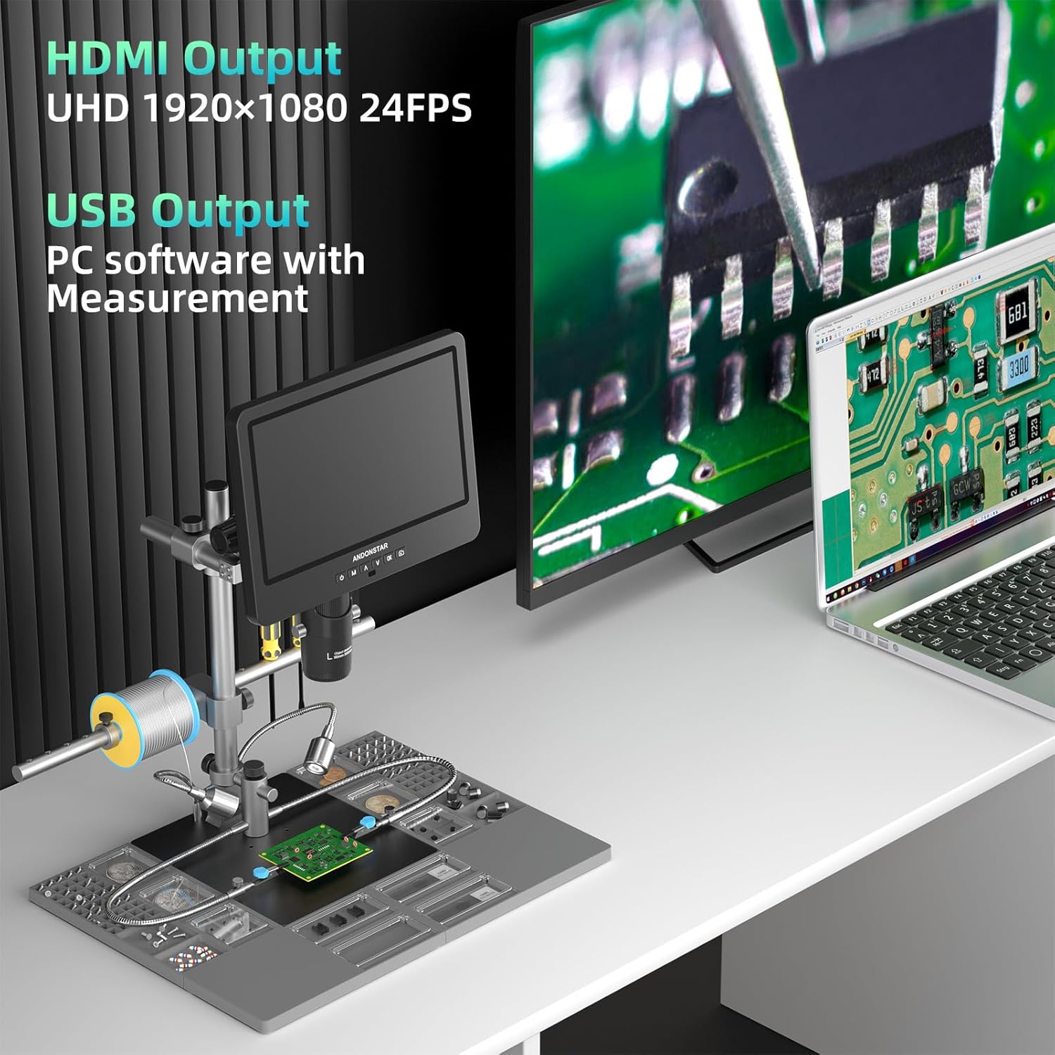 Andonstar AD249S-M Plus Microscopio Digitale 10.1'' HDMI - immagine 7