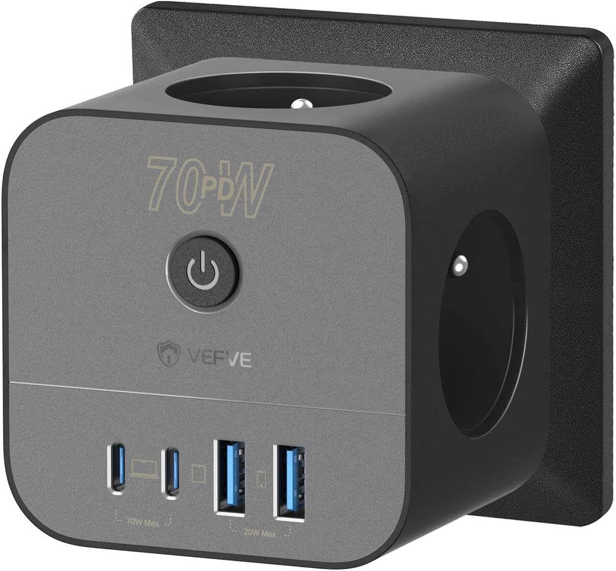 Vefve Caricabatterie Rapido USB-C 70W GaN III 7 in 1 - immagine 1