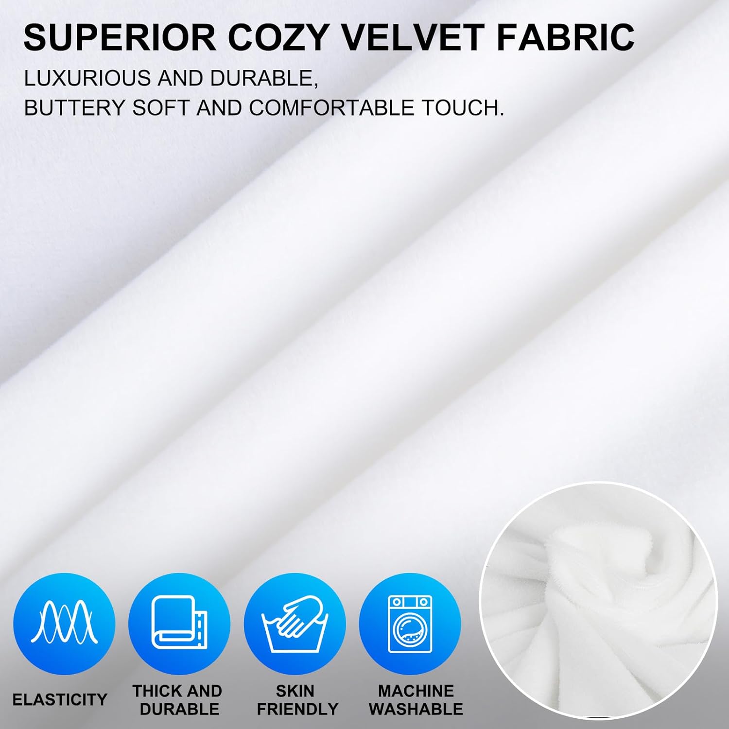 CYCMACO Copridivano Velluto Spesso 3 Posti, Bianco - immagine 3