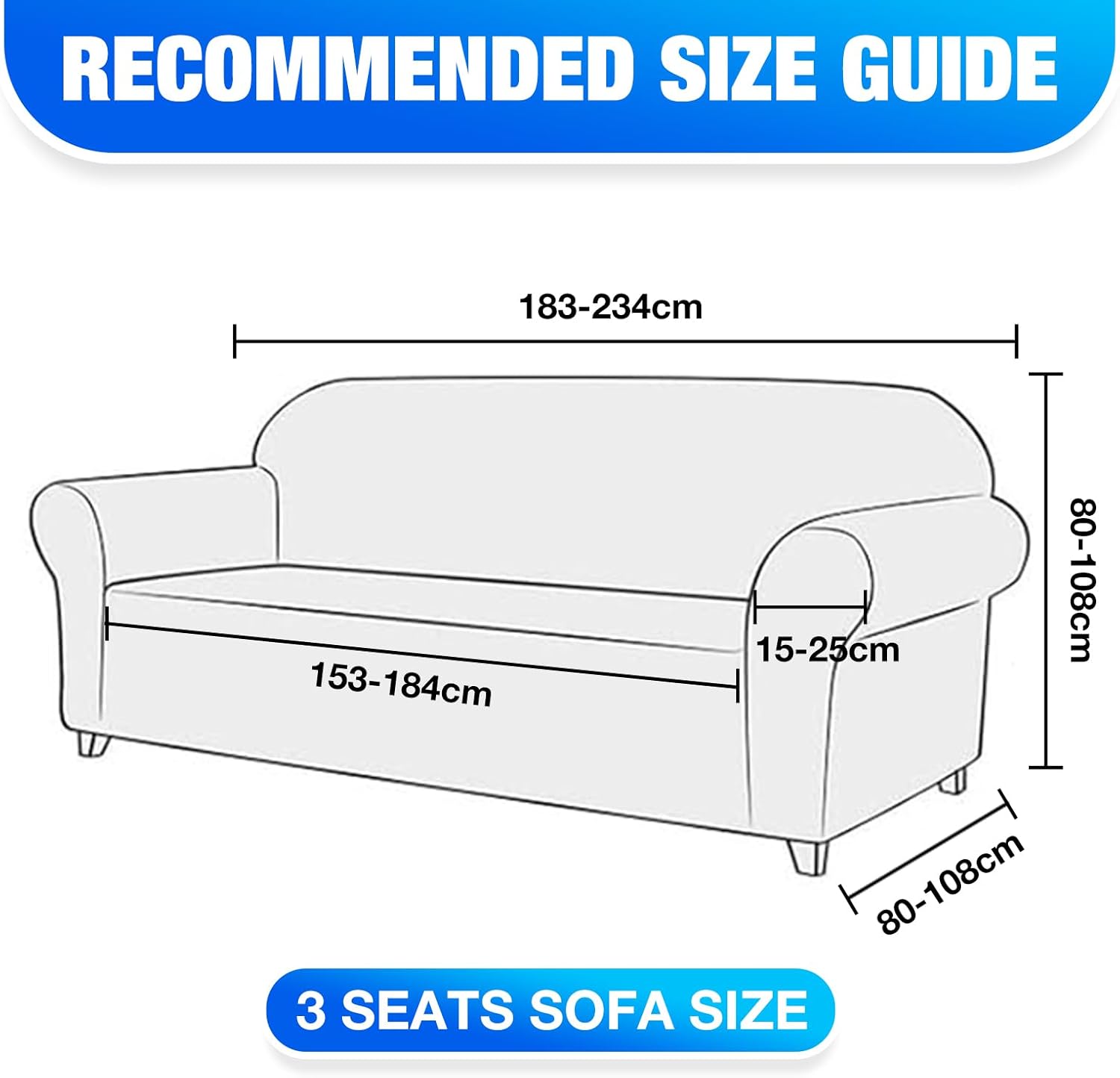 CYCMACO Copridivano Velluto Spesso 3 Posti, Bianco - immagine 6