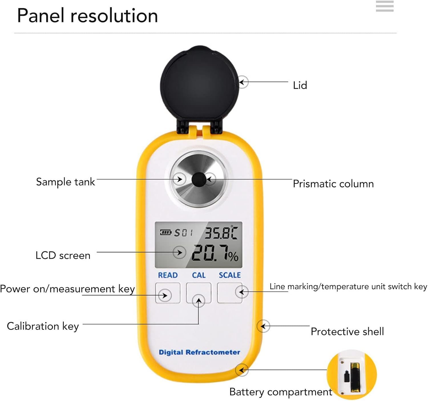 Asixxsix Rifrattometro Digitale Portatile 0-90% BRIX - immagine 2