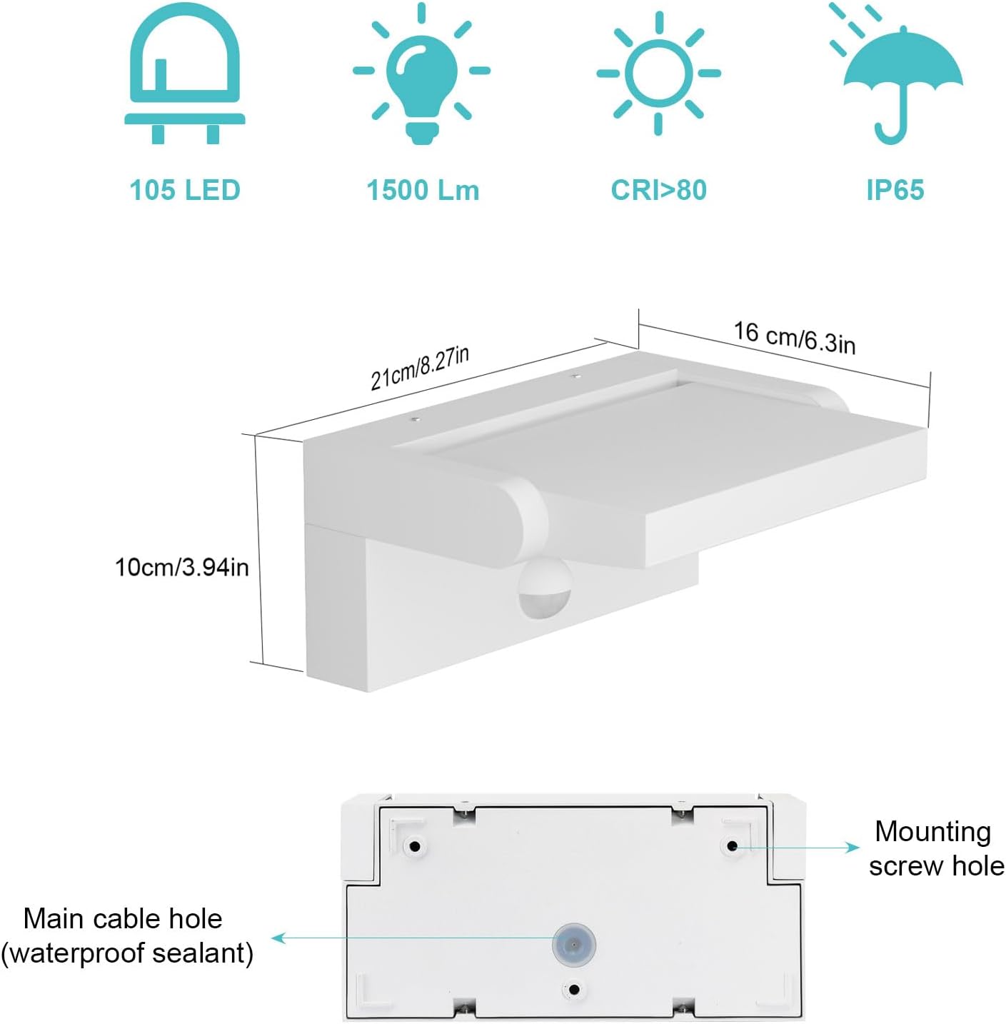Klighten Applique LED Esterno/Interno 24W con Sensore - immagine 7