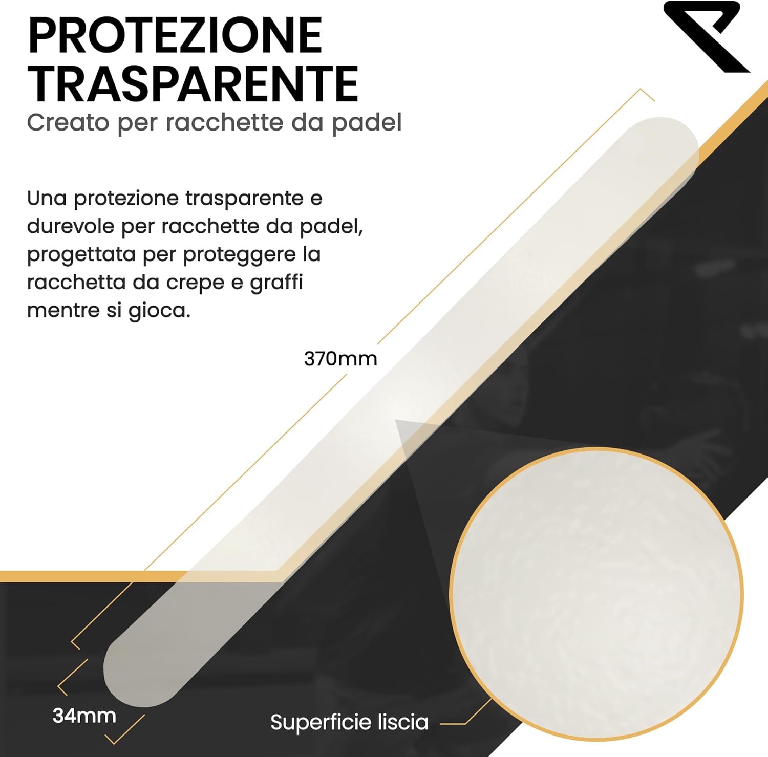 RYZE Protezione Racchetta Padel Trasparente (2 pezzi) - immagine 2