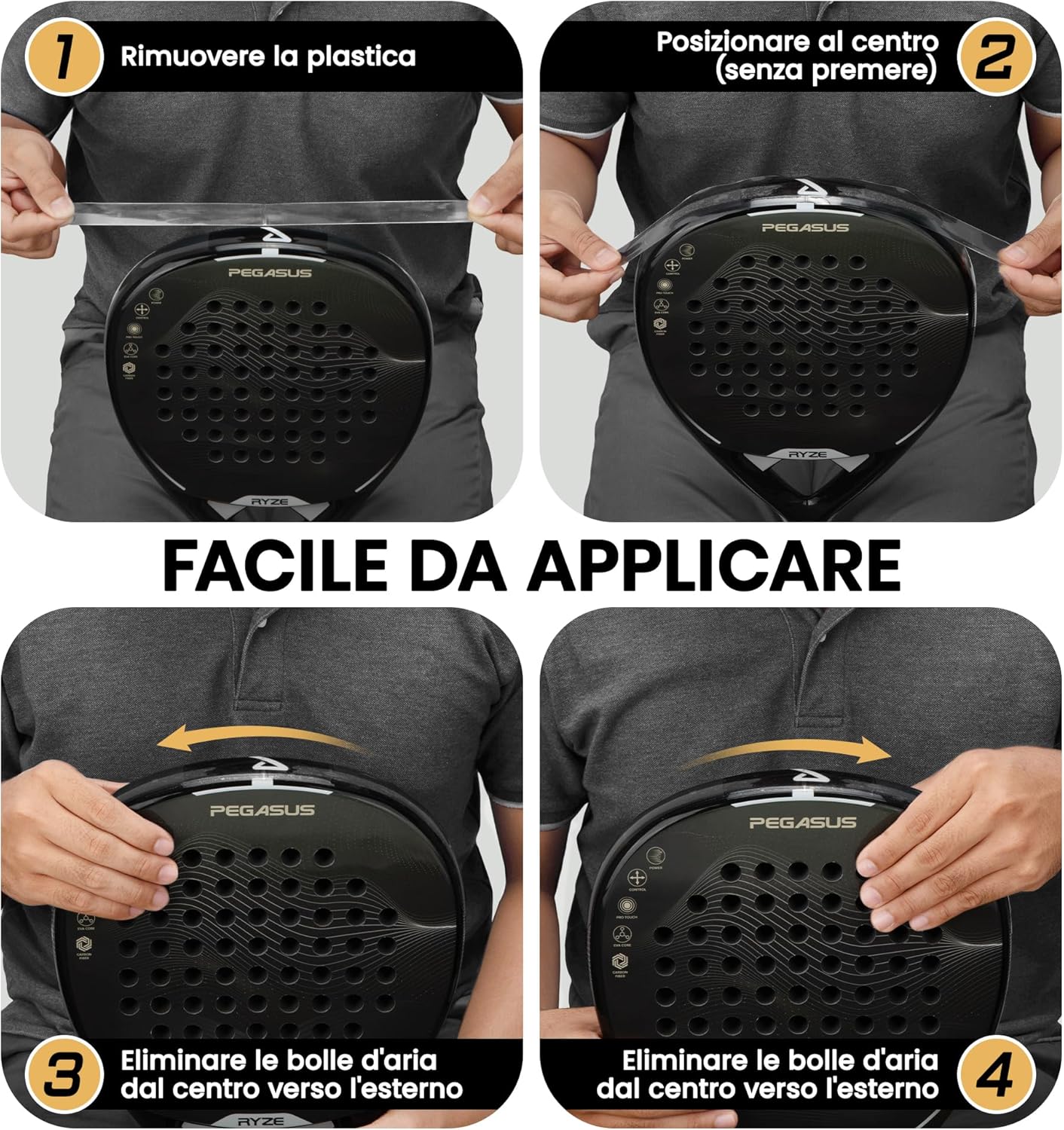 RYZE Protezione Racchetta Padel Trasparente (2 pezzi) - immagine 4