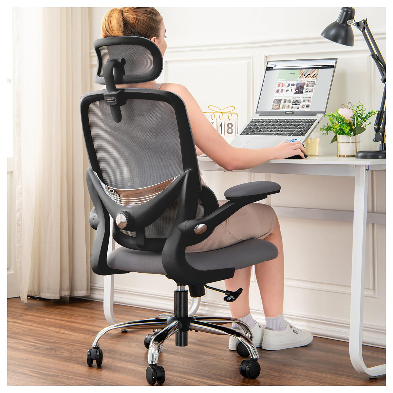 Tonfary Sedia Ergonomica Ufficio Schienale Alto Rete