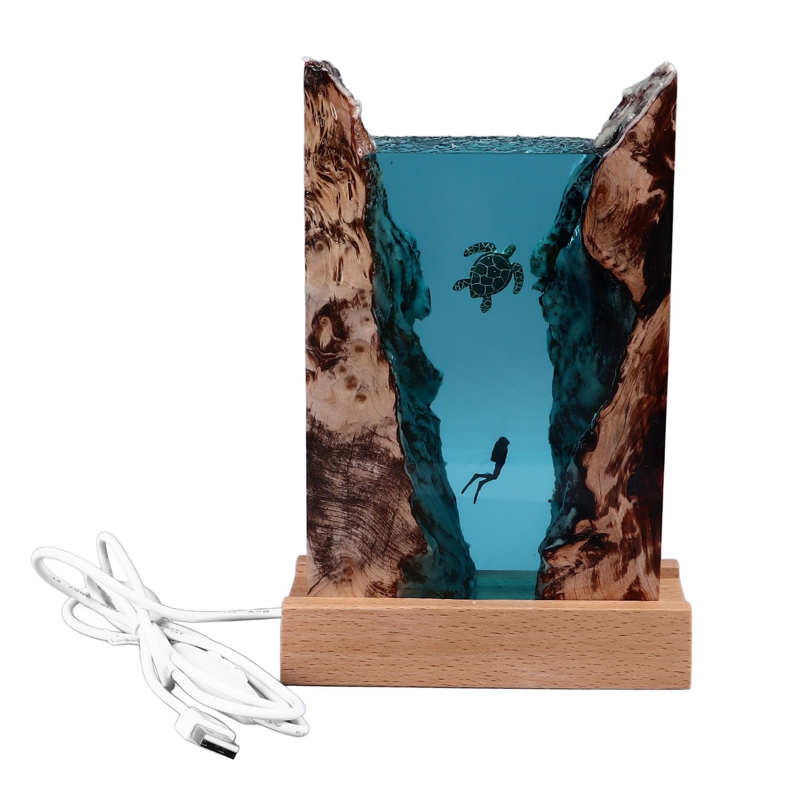 Lampada in Resina Tartaruga Subacquea con Cavo USB