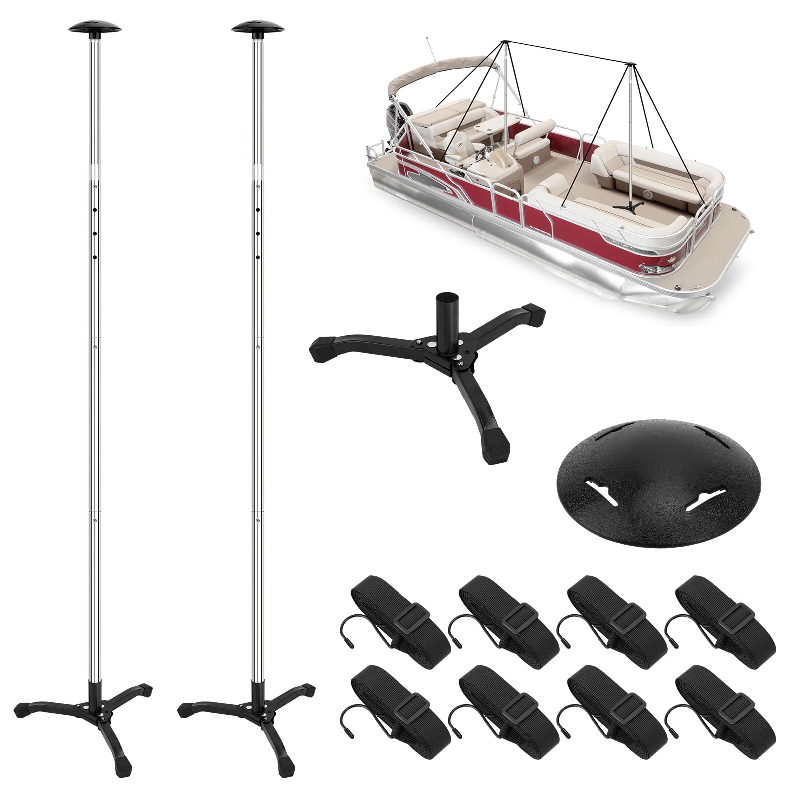 Asta di Supporto per Copertura Barca in Acciaio Inox, Argento