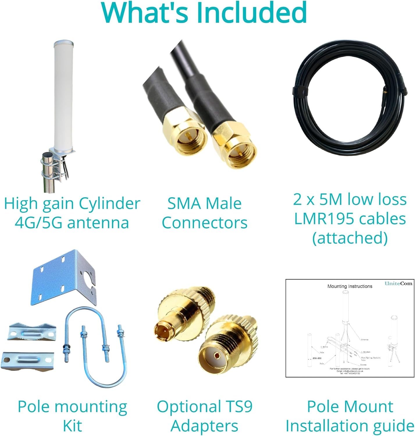 Unitecom Antenna Esterna 4G/5G MIMO Impermeabile - immagine 3