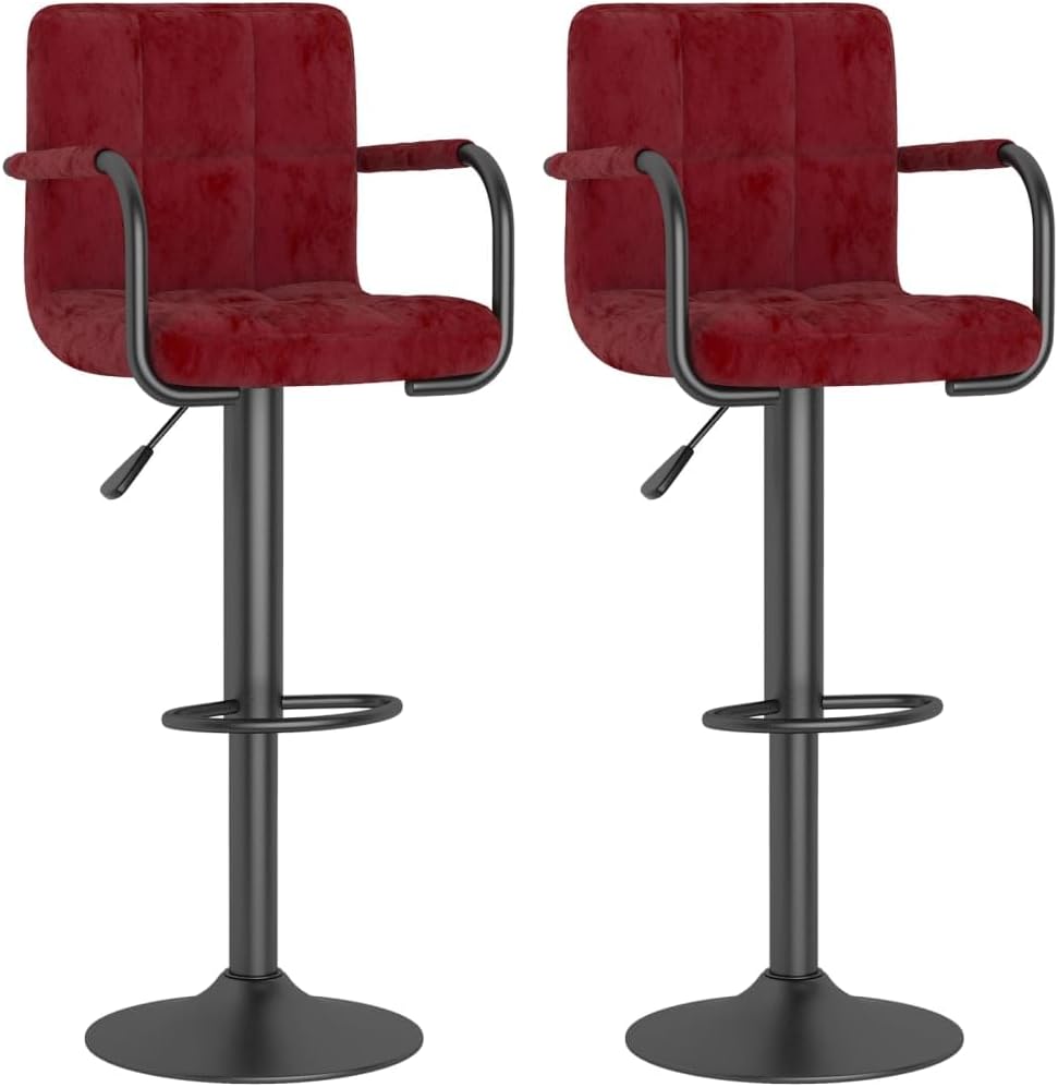 vidaXL Sgabelli da Bar 2 pz Rosso Vino in Velluto