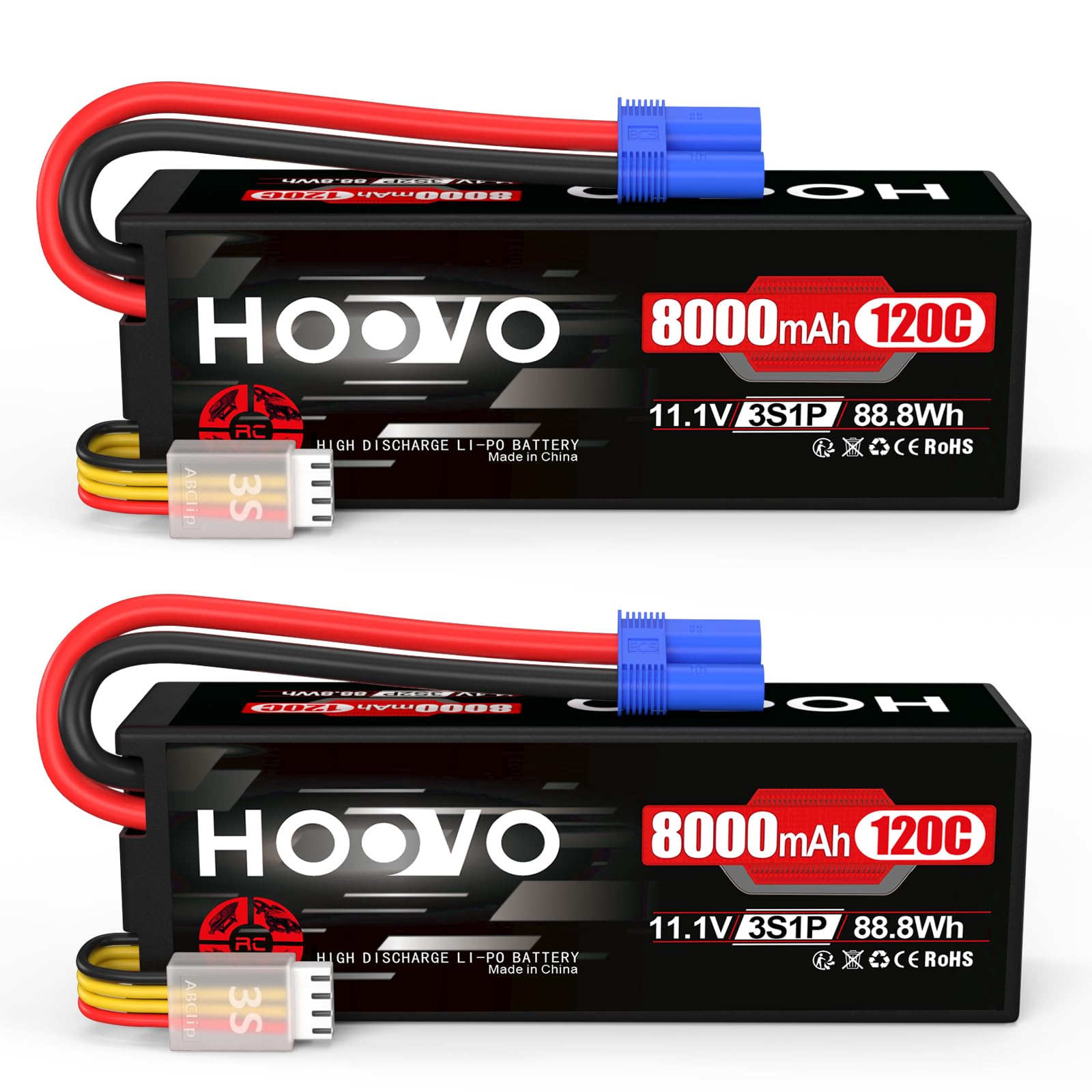 Hoovo Batteria Lipo 3S 8000 mAh 120C (2 confezioni)
