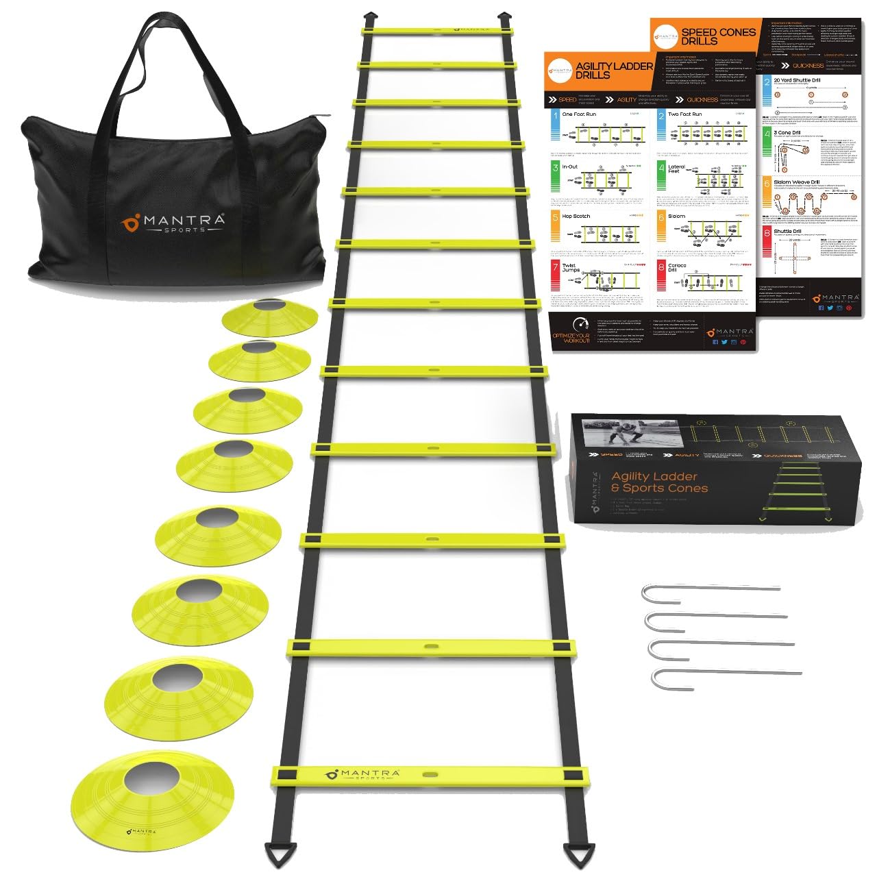Mantra Sports Kit Cinesini e Scaletta per Allenamento Calcio | Velz
