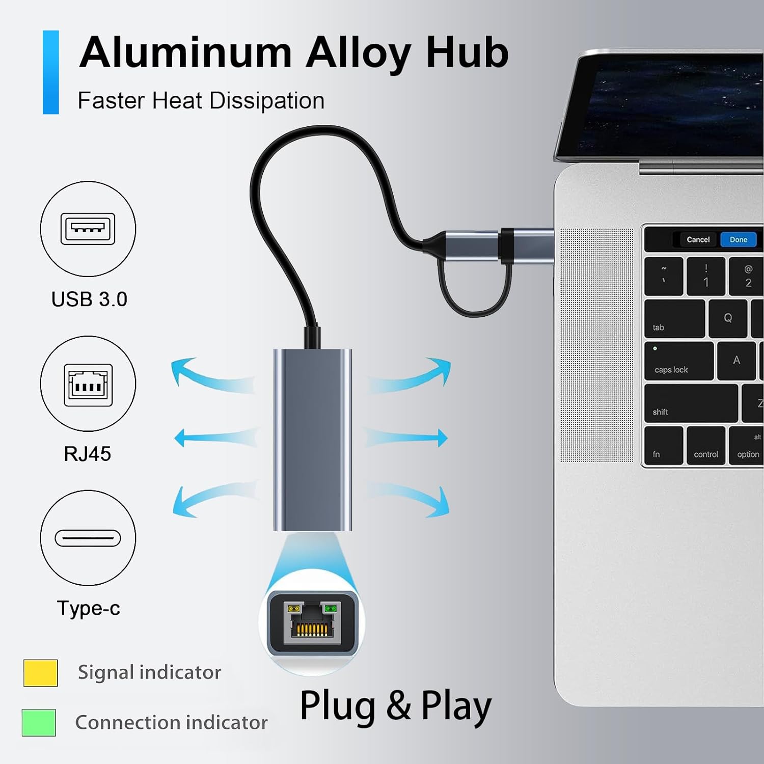 Adattatore USB Ethernet 1000Mbps 2-in-1 - immagine 3
