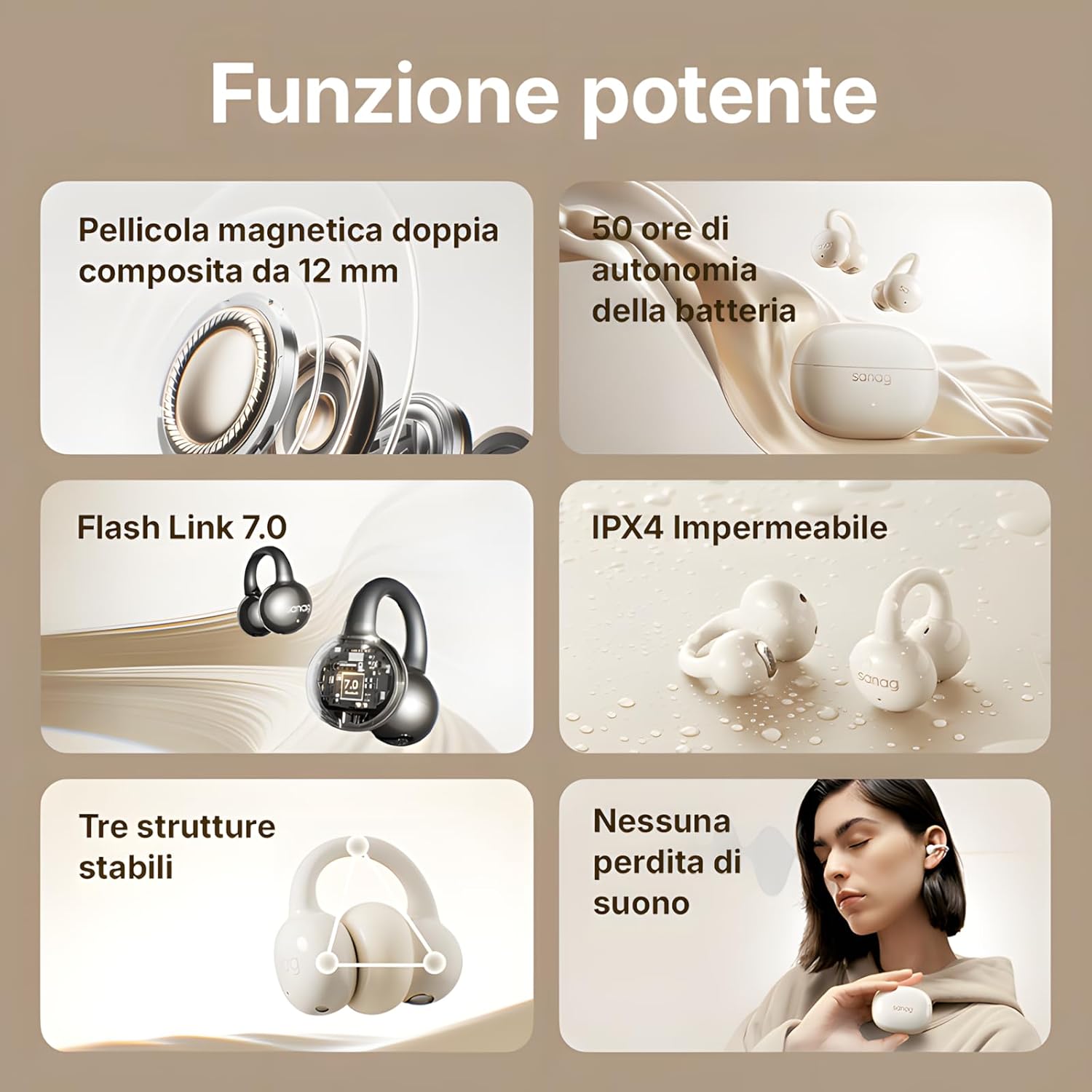 Sanag Z60S Cuffie Open Ear Bluetooth Wireless, Nero - immagine 8