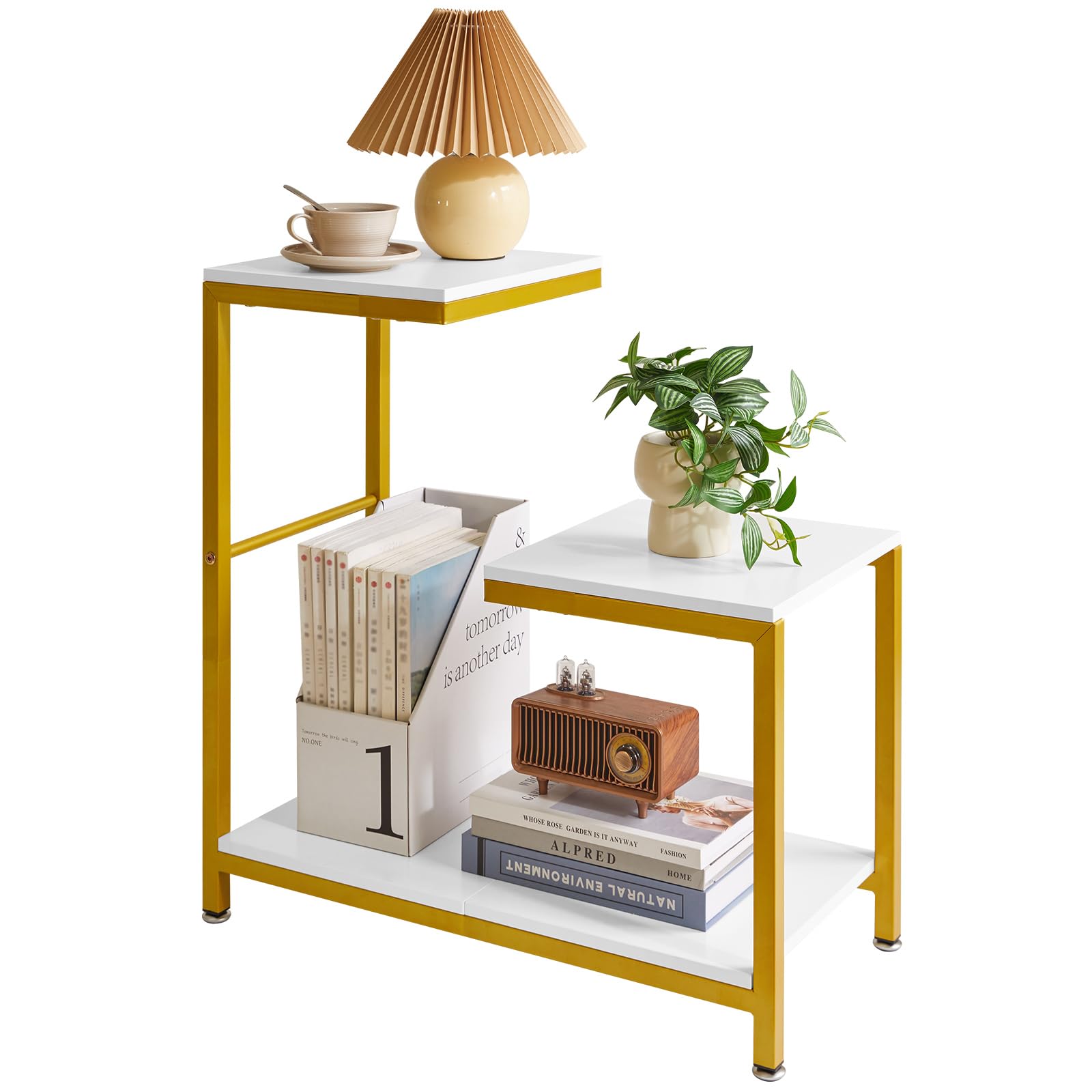 Aibiju Tavolino Laterale a G per Divano, Bianco